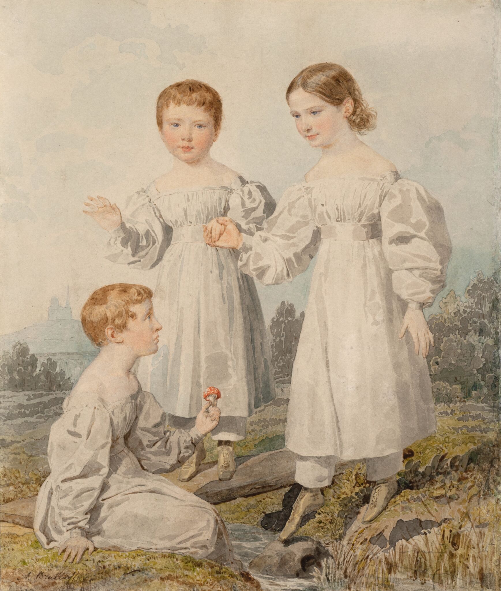 Три девочки у ручья, Alexander Brullov, early 1830s
