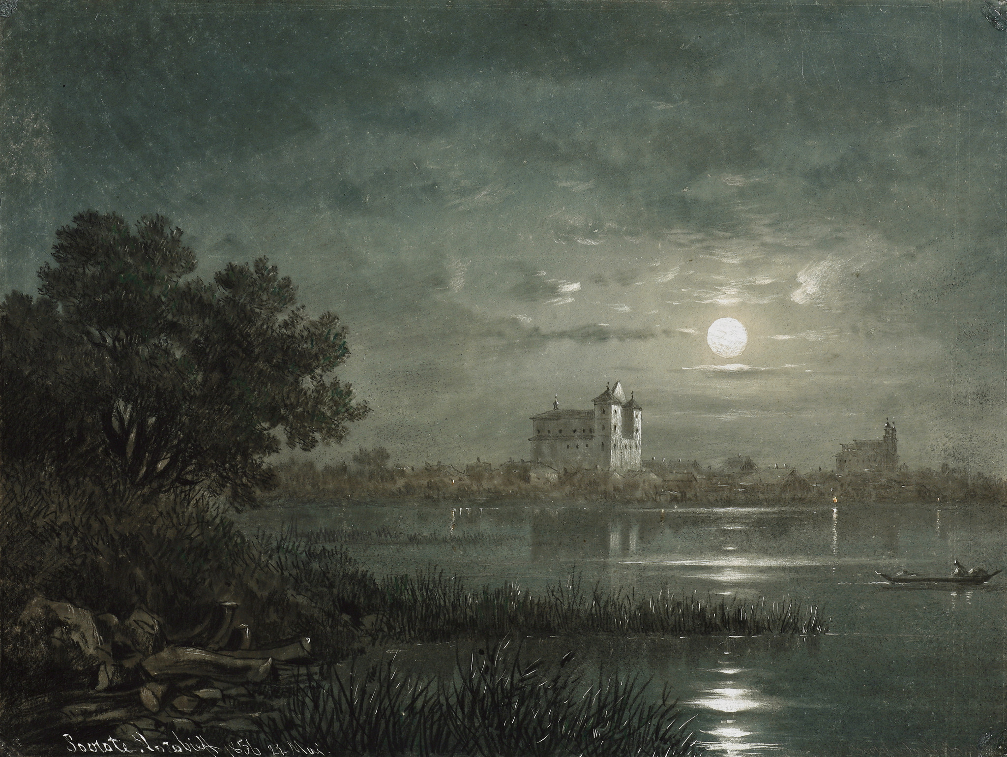Город Троки при луне, Sokrat Vorobyov, 1856