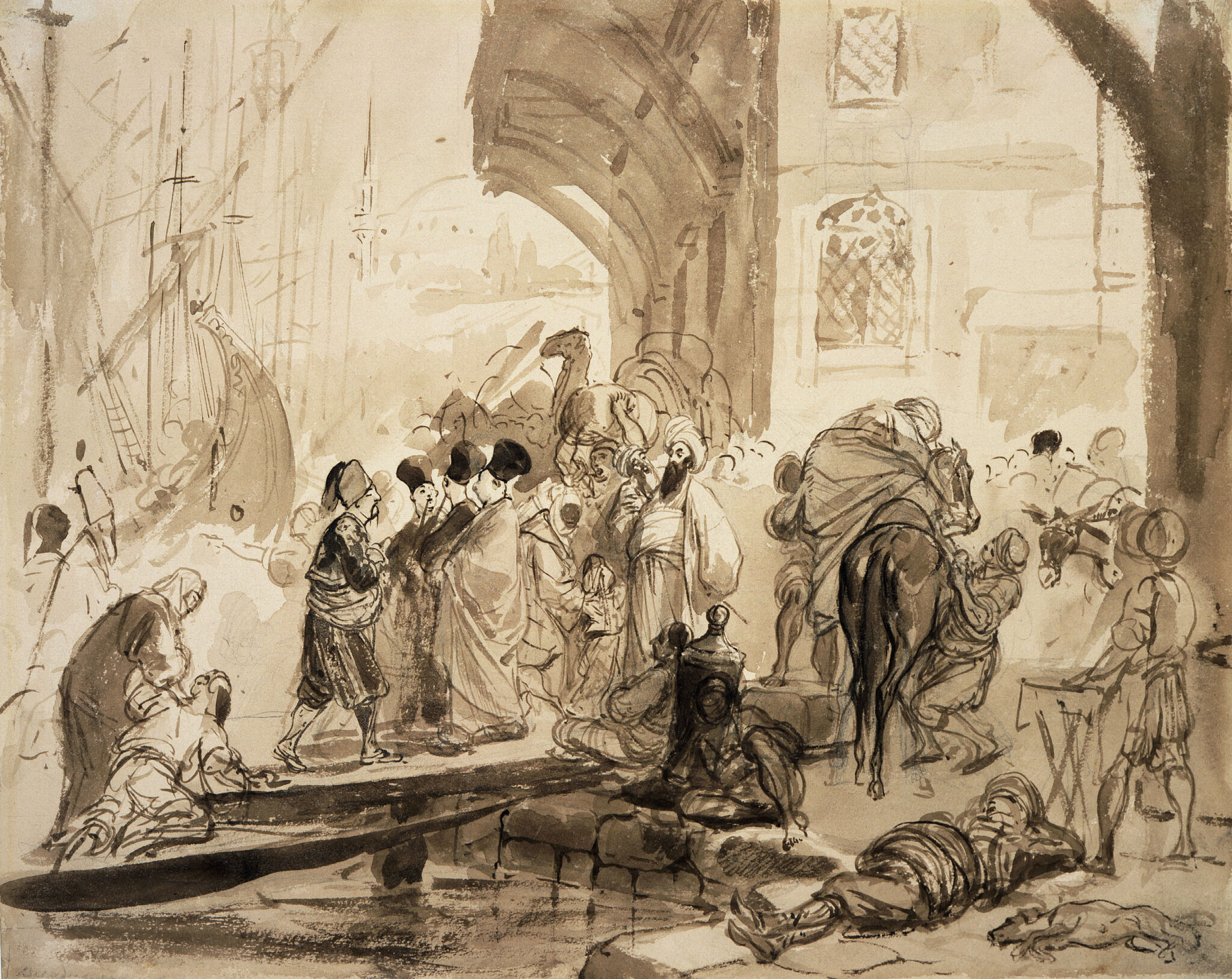 Гавань в Константинополе, Karl Bryullov, 1835