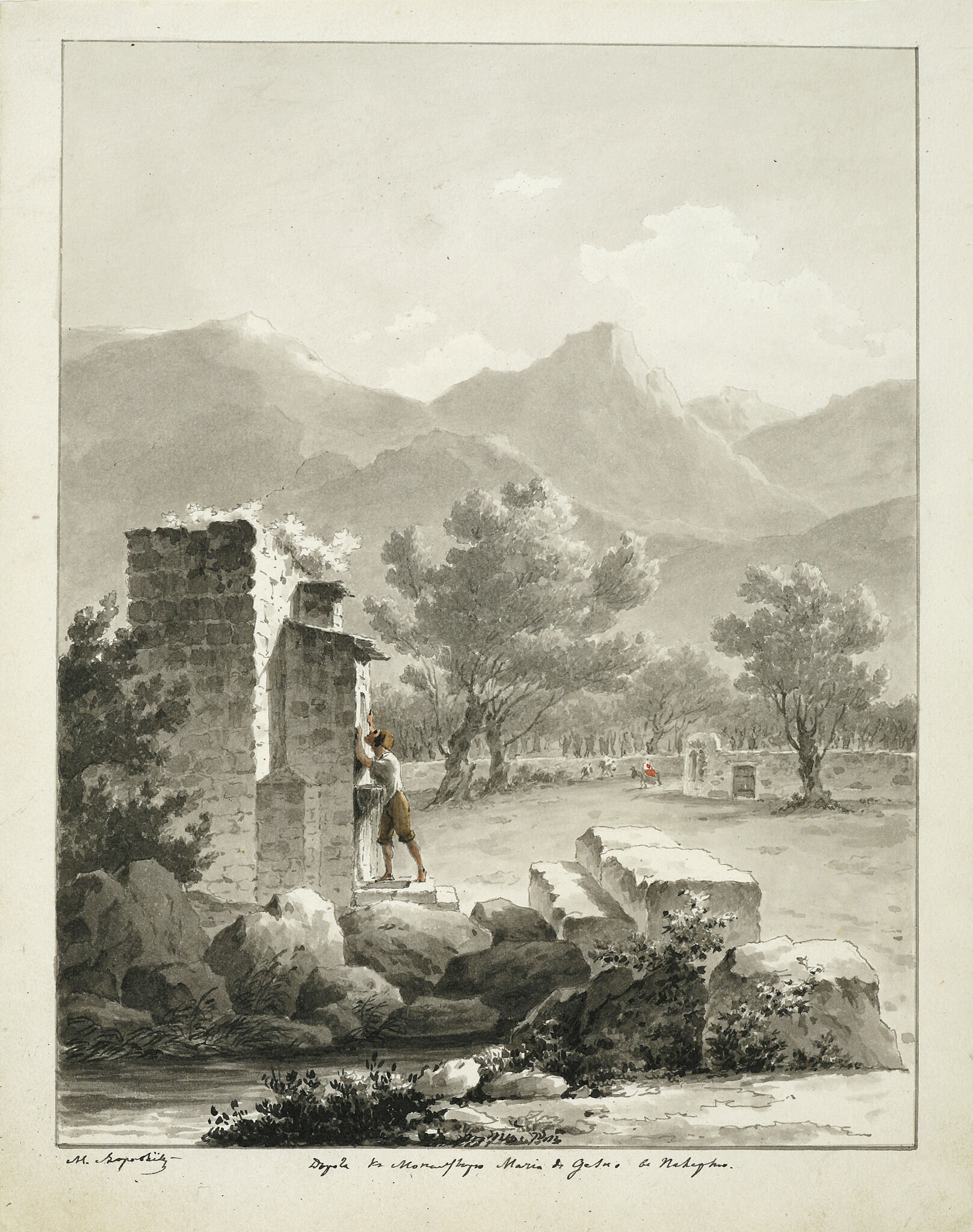Вид в Сицилии с фонтаном, Maxim Vorobiev, 1845-1846