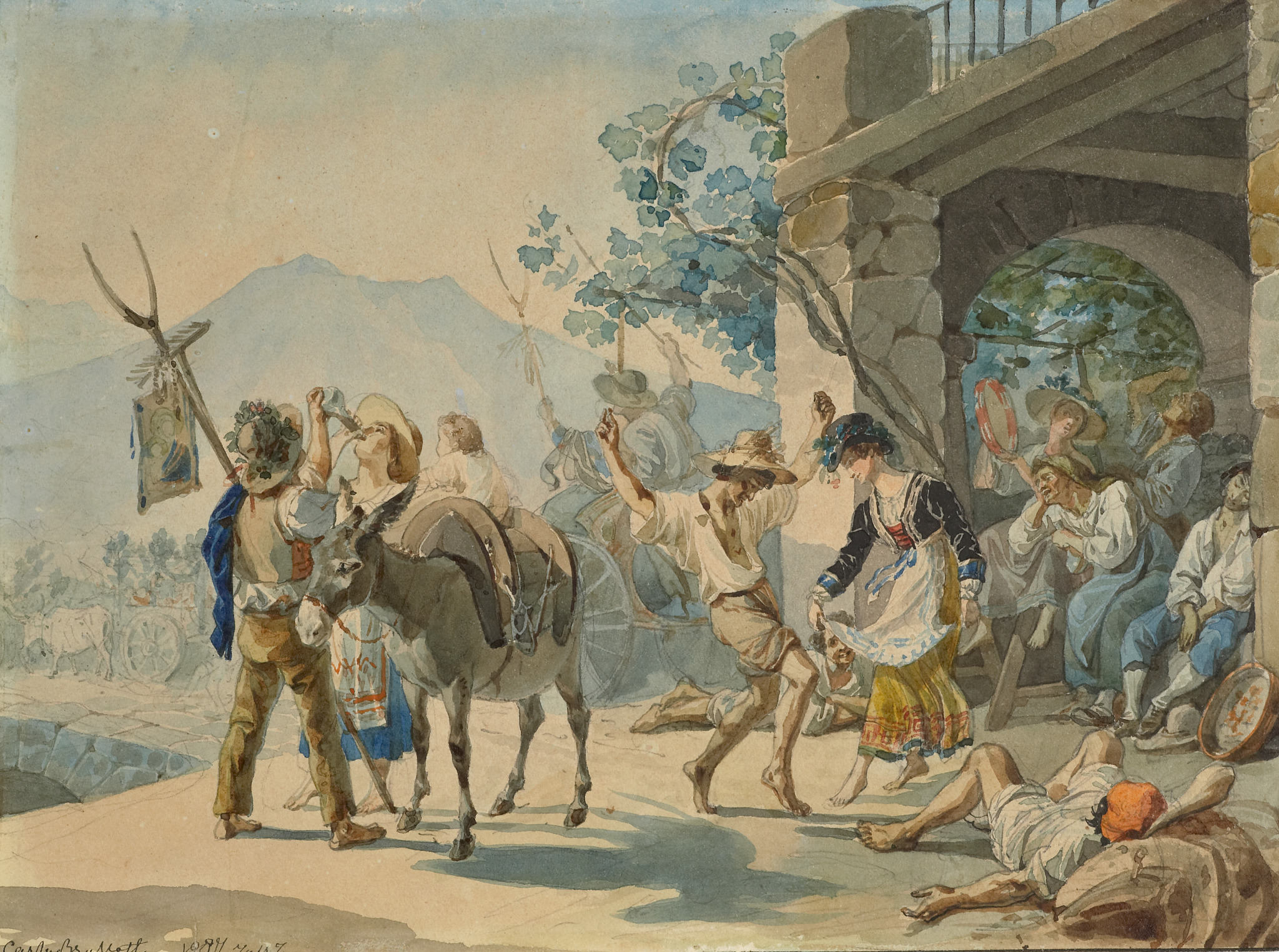 Праздник сбора винограда, Karl Bryullov, 1827