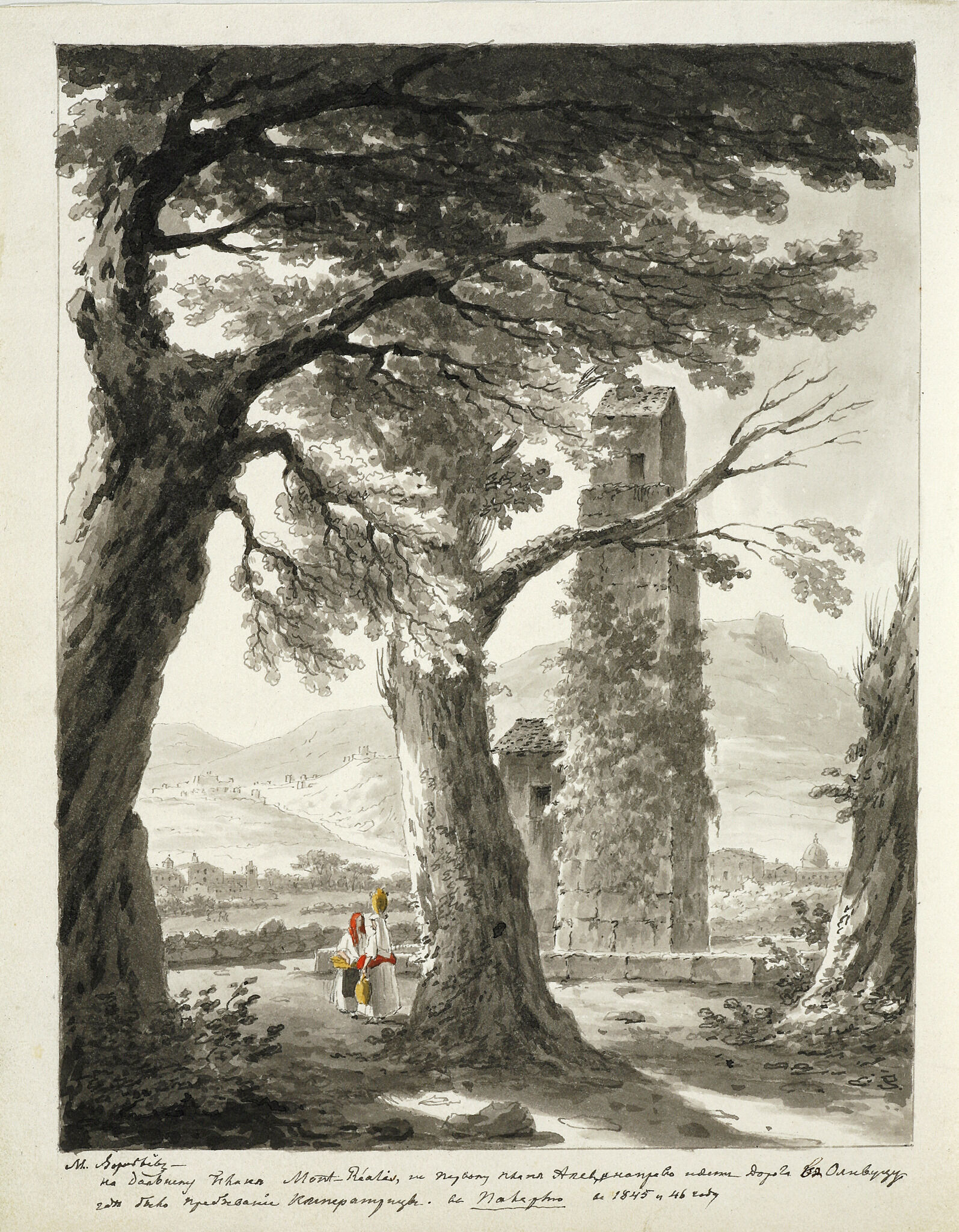 Вид с башней близ Палермо, Maxim Vorobiev, 1845-1846