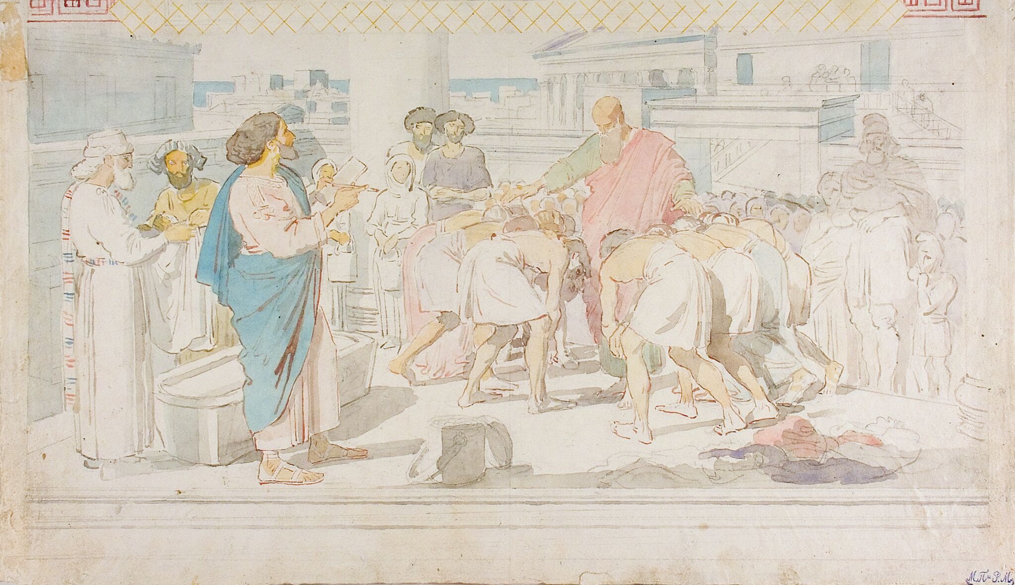 Апостол Павел крестит учеников в Эфесе, Alexander Ivanov, late 1840s – 1858