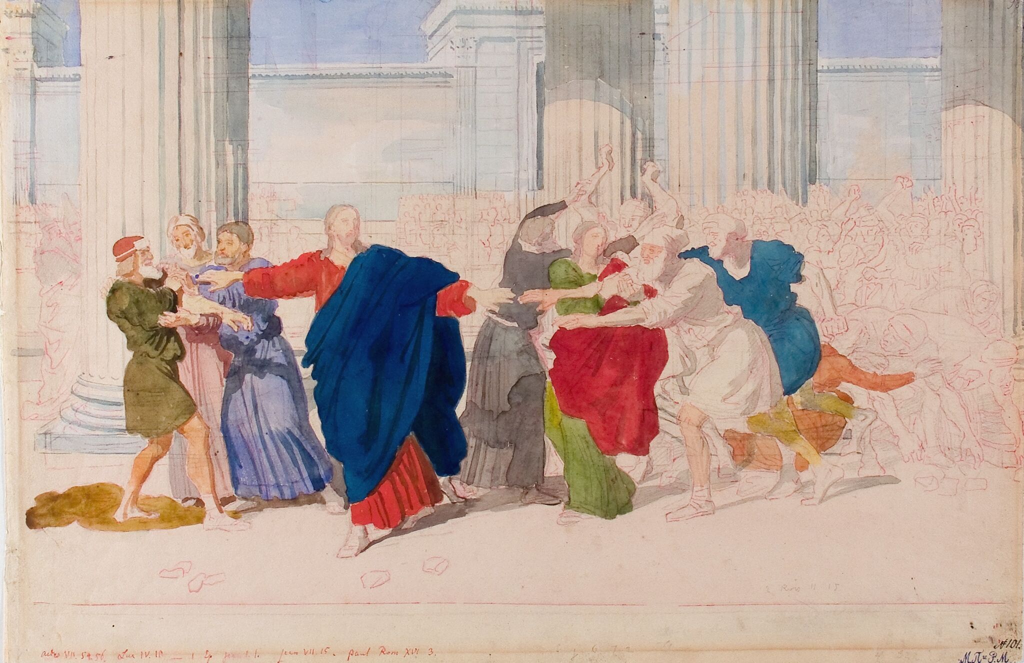 Христа хотят побить камнями, Alexander Ivanov, late 1840s – 1858