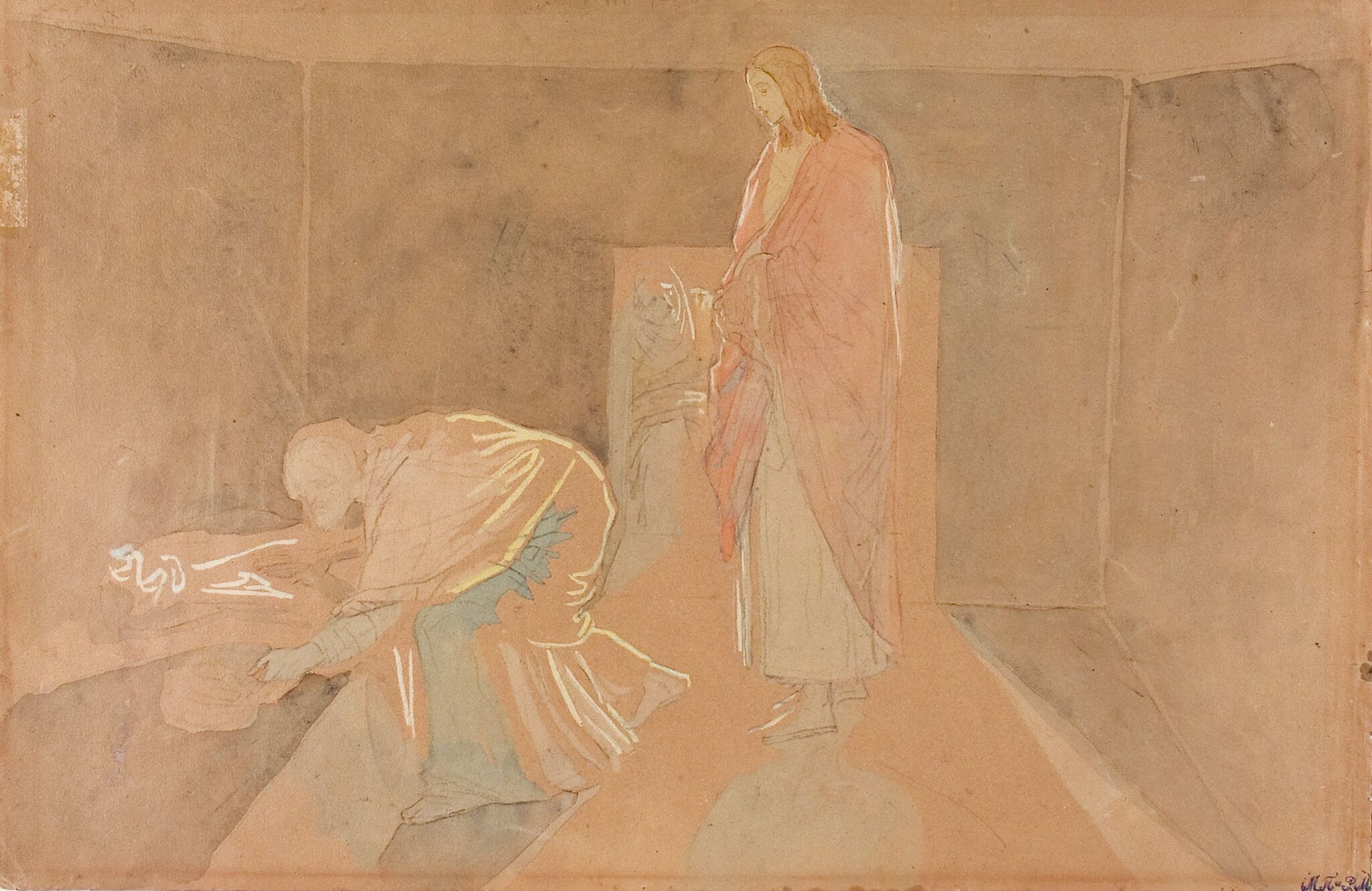 Пётр и Иоанн у гроба Христа, Alexander Ivanov, late 1840s – 1858