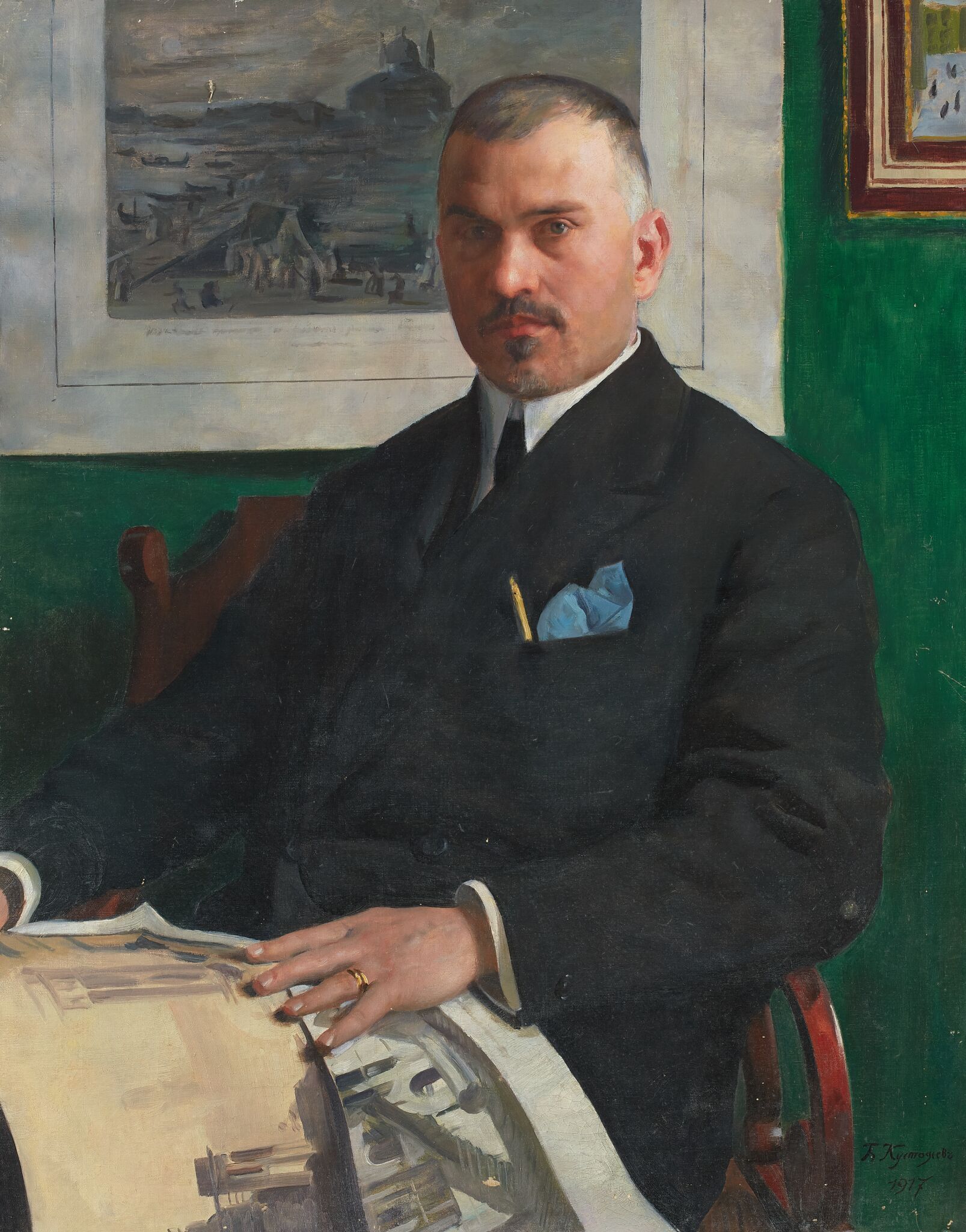 Портрет А.В. Щусева, Boris Kustodiev, 1917