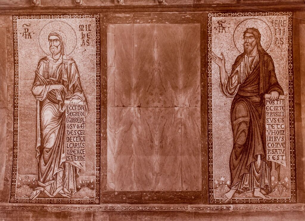 Мозаика северной стены главного нефа собора Сан-Марко  «Пророки Михей и Иеримия»