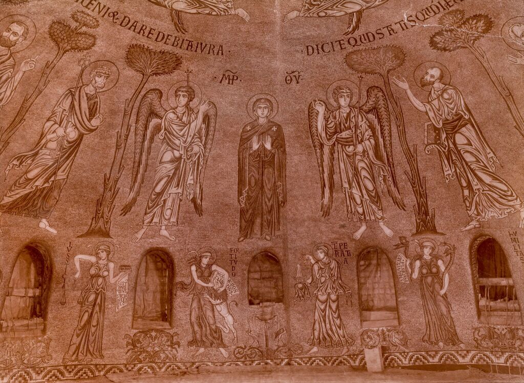 Мозаики в куполе Вознесения собора Сан-Марко:  Богоматерь с ангелами и апостолами