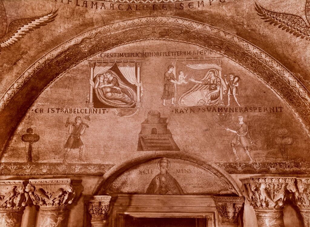 Мозаики в нартексе собора Сан-Марко:  рождение и жертвоприношение Каина и Авеля  (Книга Бытия, гл. 4)