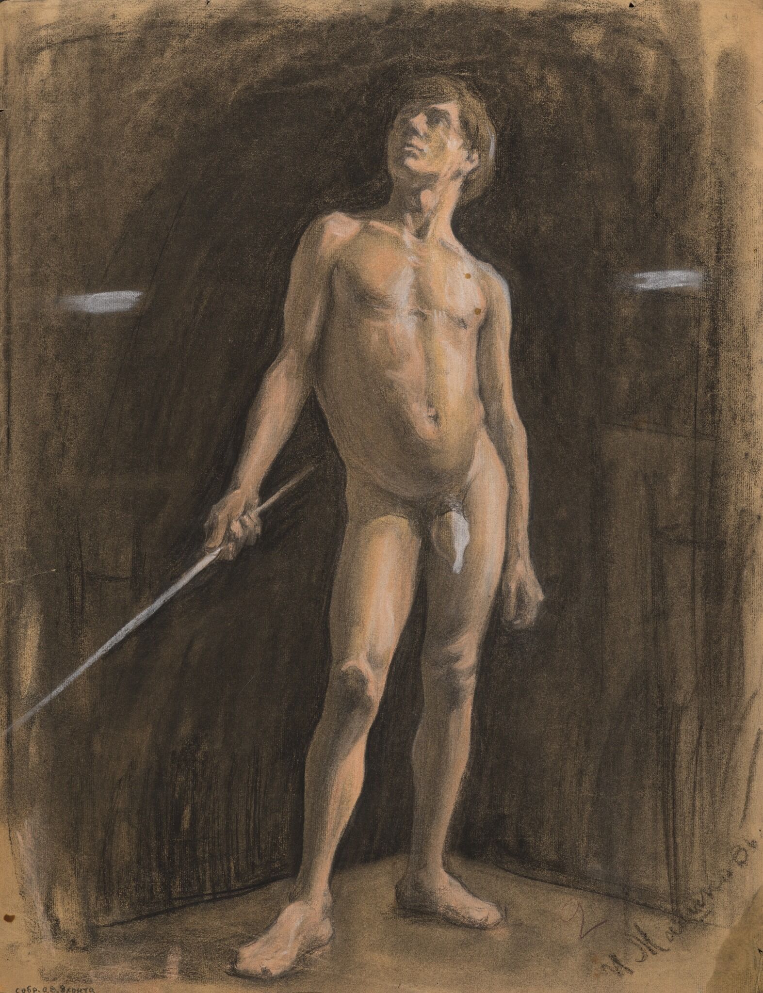 Молодой натурщик с палкой, Ilya Mashkov, 1903-1904