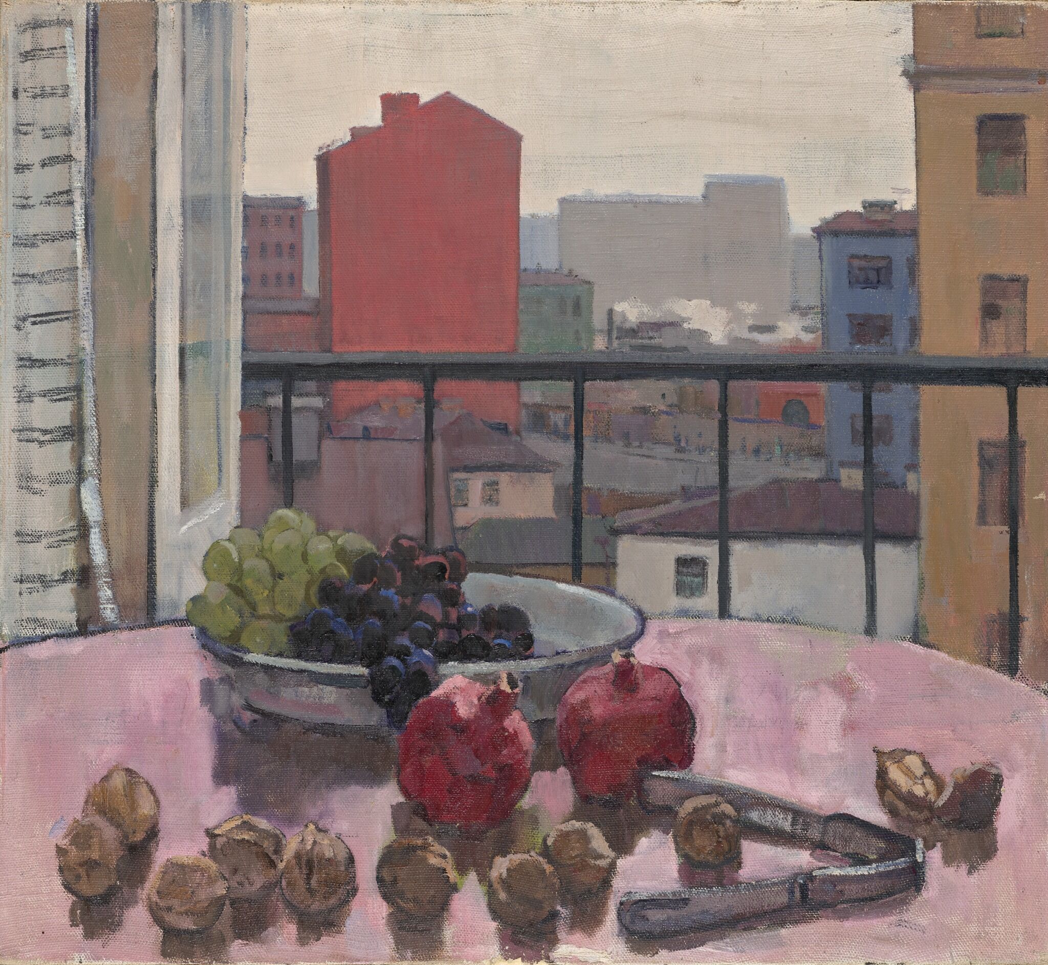 Натюрморт на розовой скатерти, Anatoly Yurevich Nikitch, mid-1950s