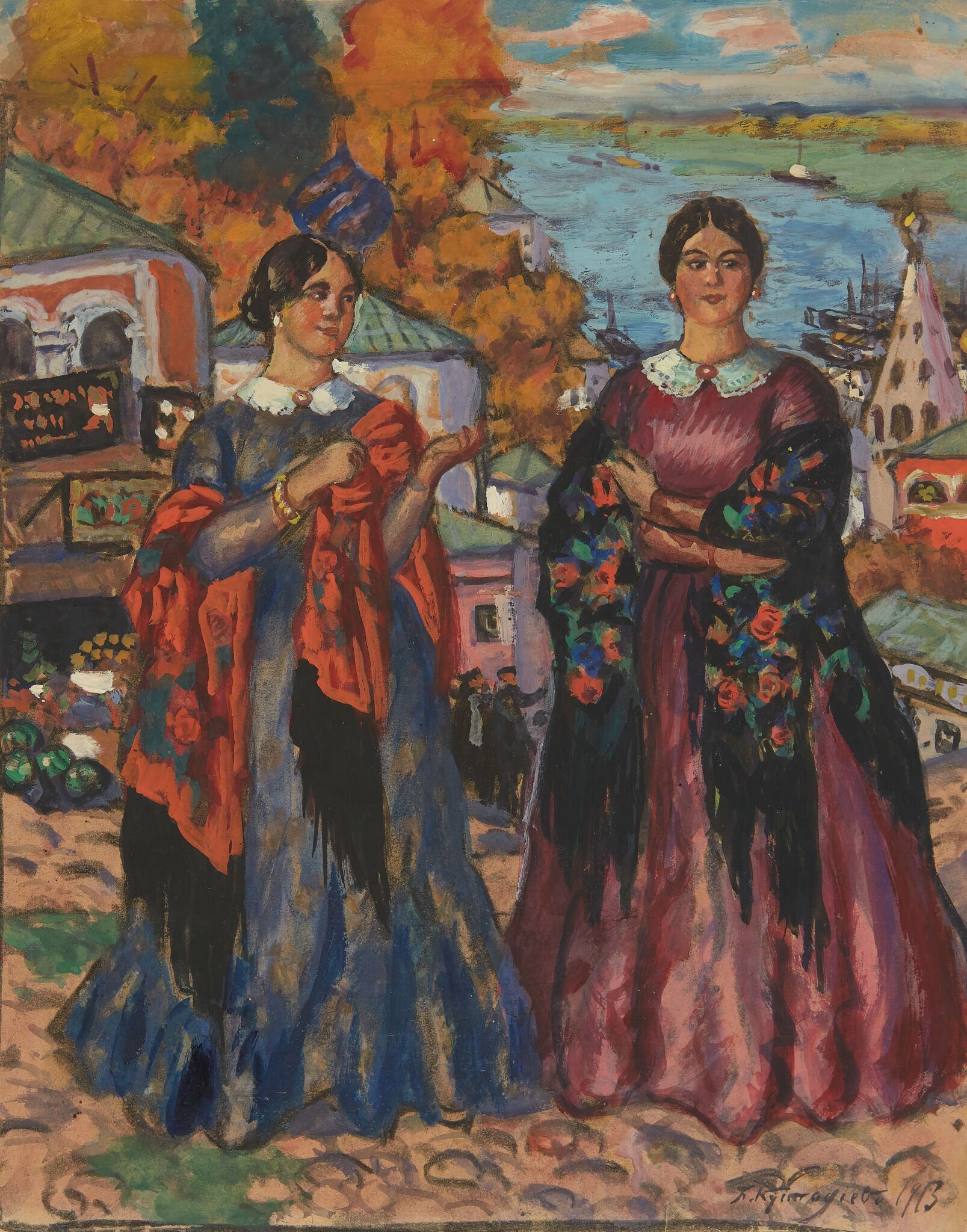 Две купчихи, Boris Kustodiev, 1913
