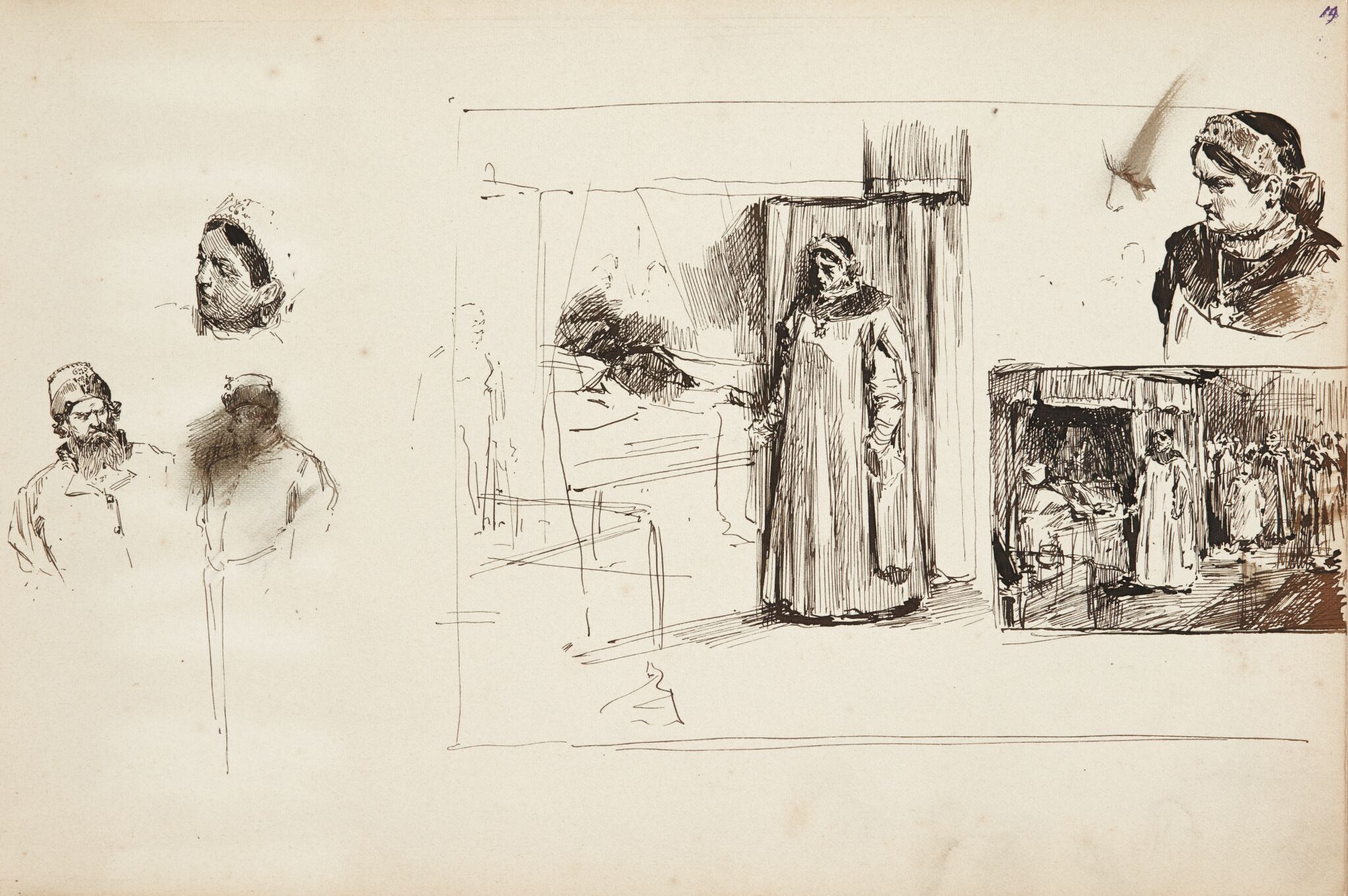Кончина царя Фёдора Алексеевича. Царевна Софья. Мужик, Klavdy Lebedev, 1890s