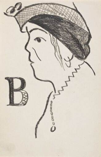Женщина в шляпке. Эскиз для серии «12 открыток с видами и типами Сан Себастьяна». Лист из блокнота