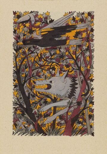 Птицы и белки среди ветвей. Иллюстрация к книге «Слово о полку Игореве»