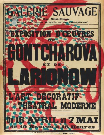 Автопортрет. Рисунок на афише выставки в галерее Sauvage «Exposition d'oeuvres de Gontcharove et Larionow «L'Art Decoratif Theatral moderne»