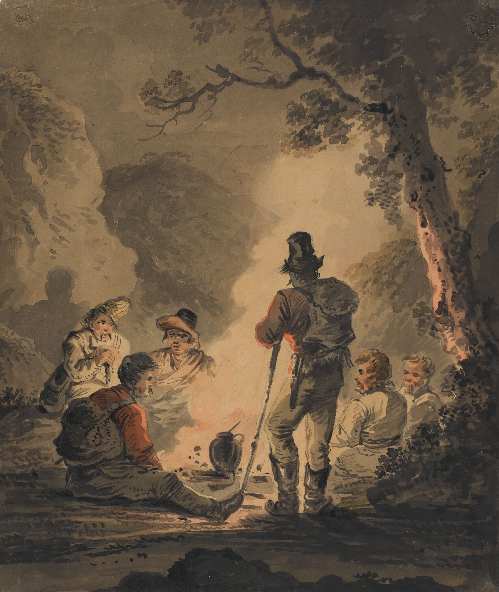 Польские повстанцы в лесу ночью, Alexander Orlowski, 1810s