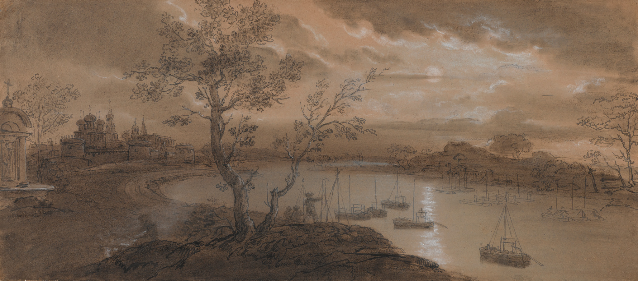 Пейзаж с рекой в лунную ночь, Orest Kiprensky, 1811