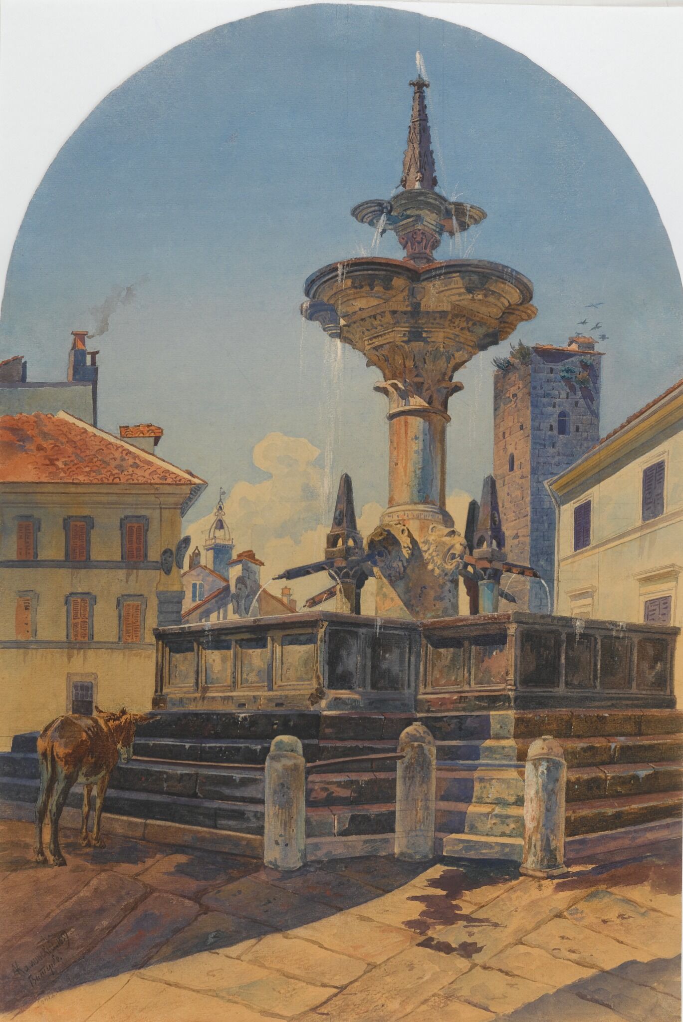 Фонтан в Витербо, Aleksandr Kaminskiy, 1859