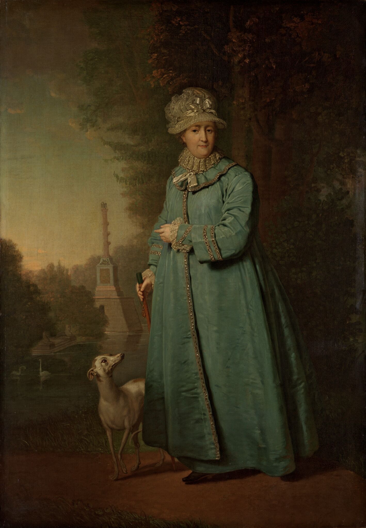 Екатерина II на прогулке в Царскосельском парке (с Чесменской колонной на фоне), Vladimir Borovikovsky, 1794