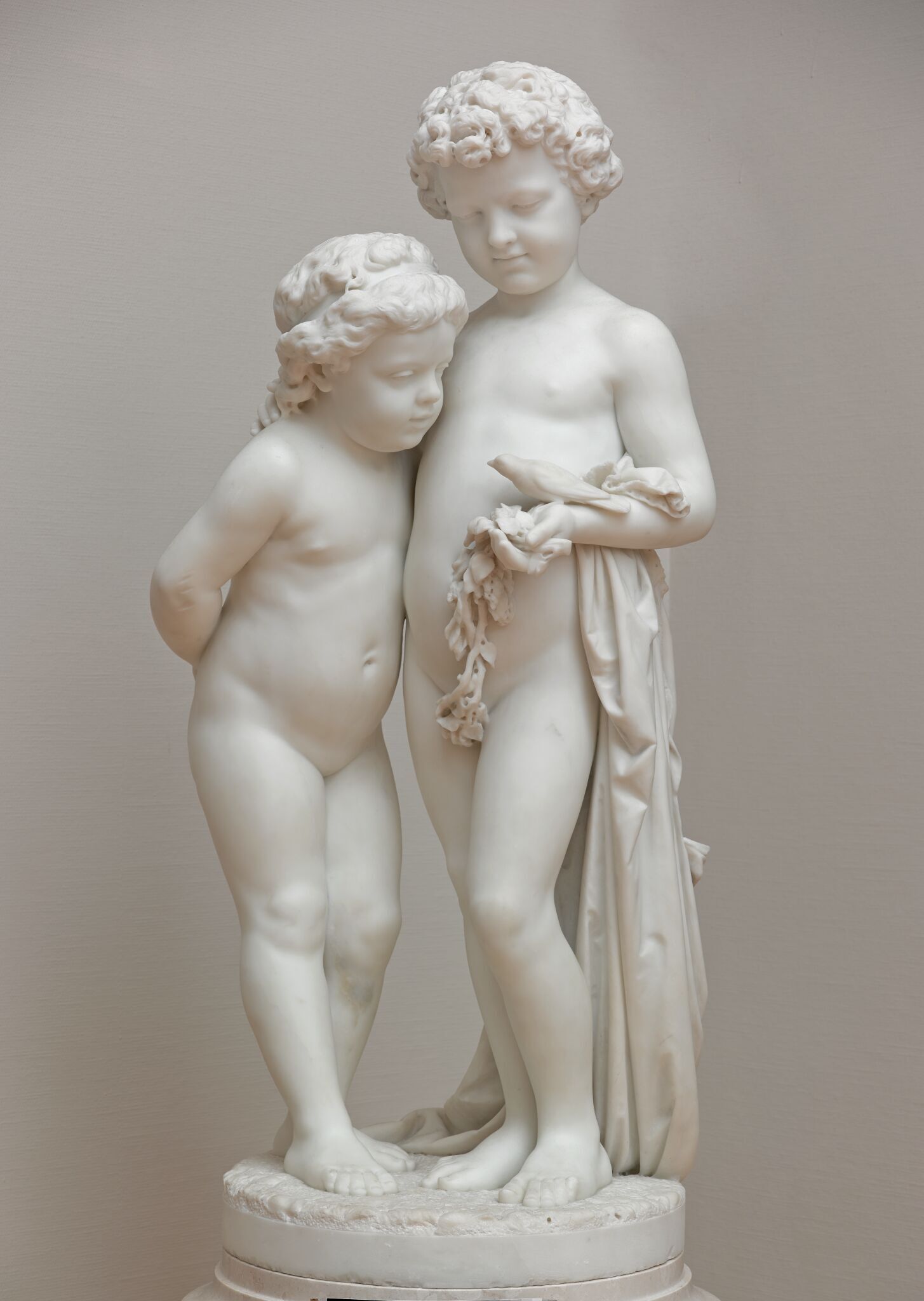 Девочка и мальчик с птичкой, Nikolay Laveretsky, 1868