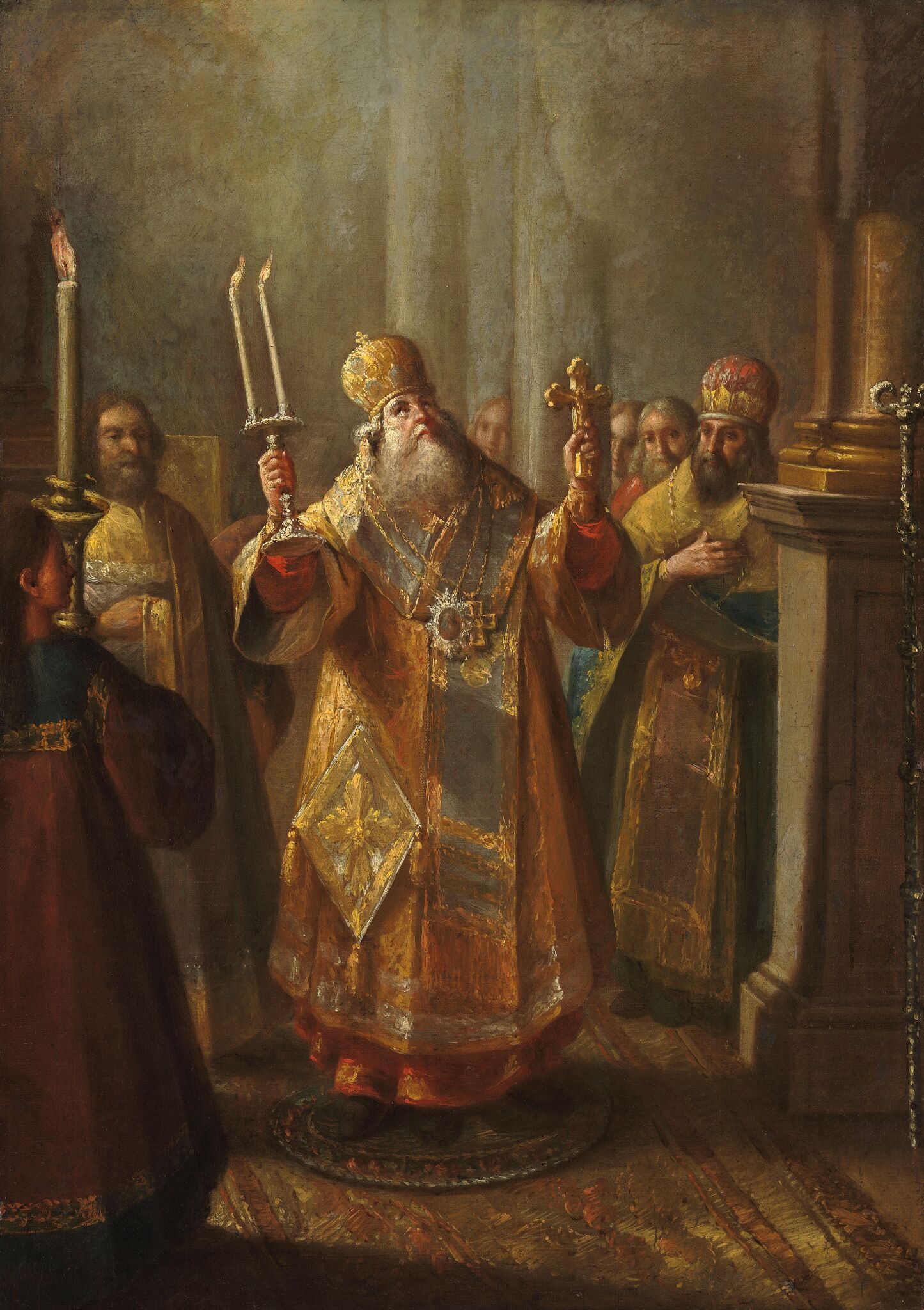 Архиерей во время служения литургии, Ivan Belskiy, before 1767