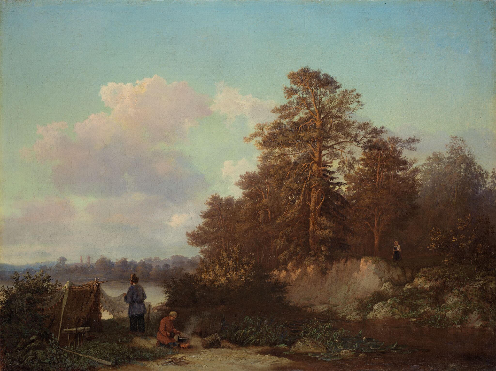 Пейзаж с рыбаками, Valerian Kamenev, 1852