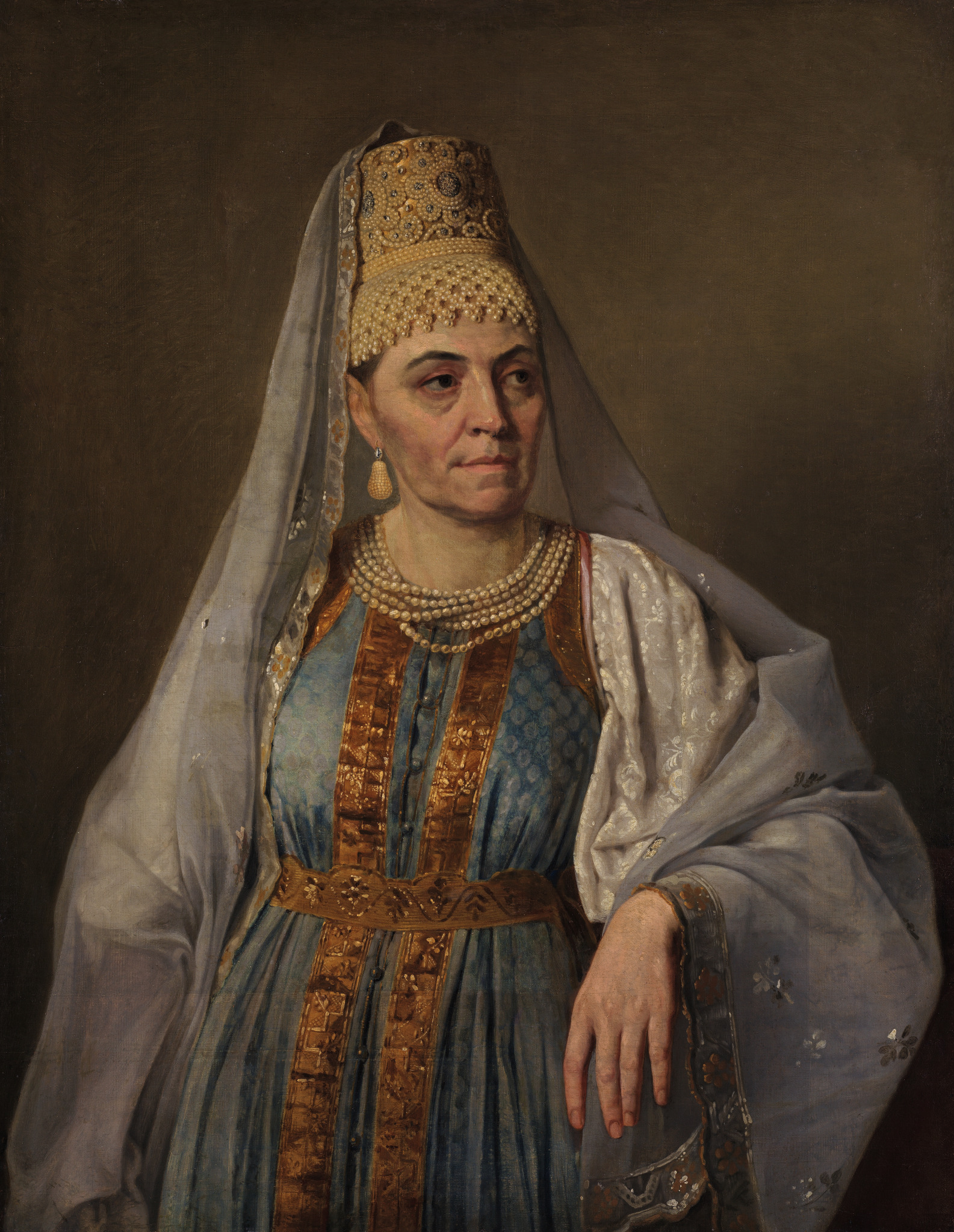 Портрет М.А. Венециановой в русском наряде, Alexey Venetsianov, late 1820s