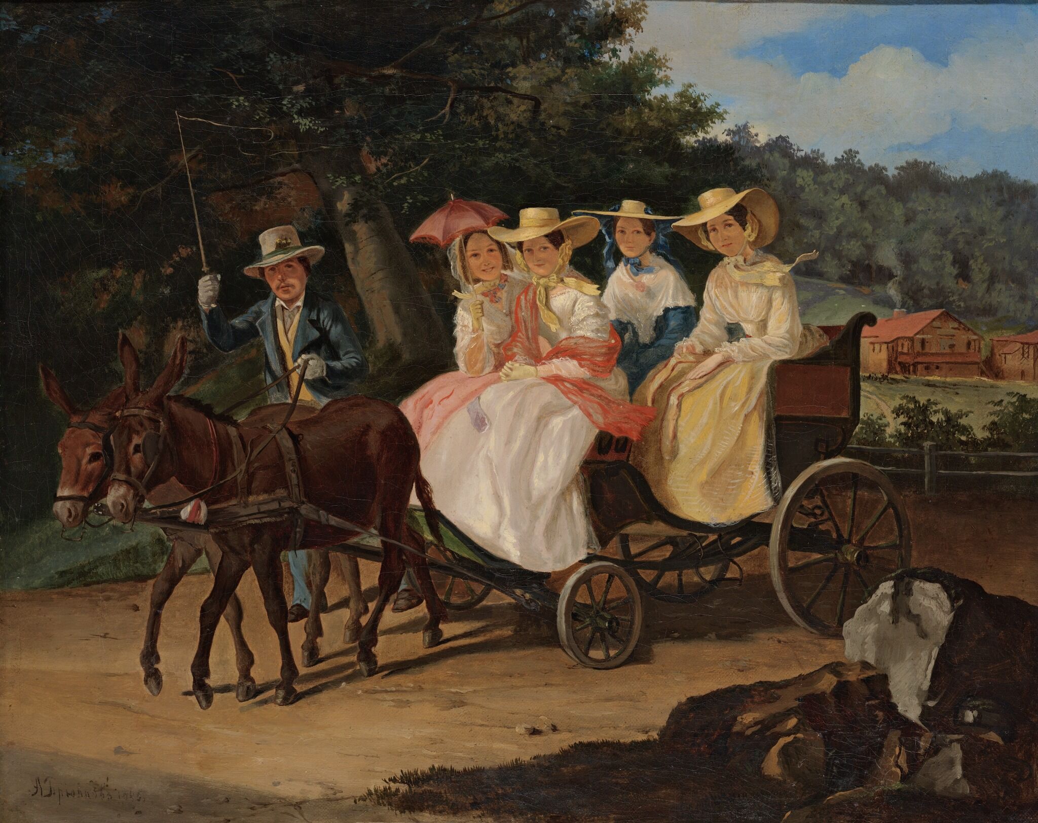 Прогулка в коляске, Alexander Brullov, 1845-1846