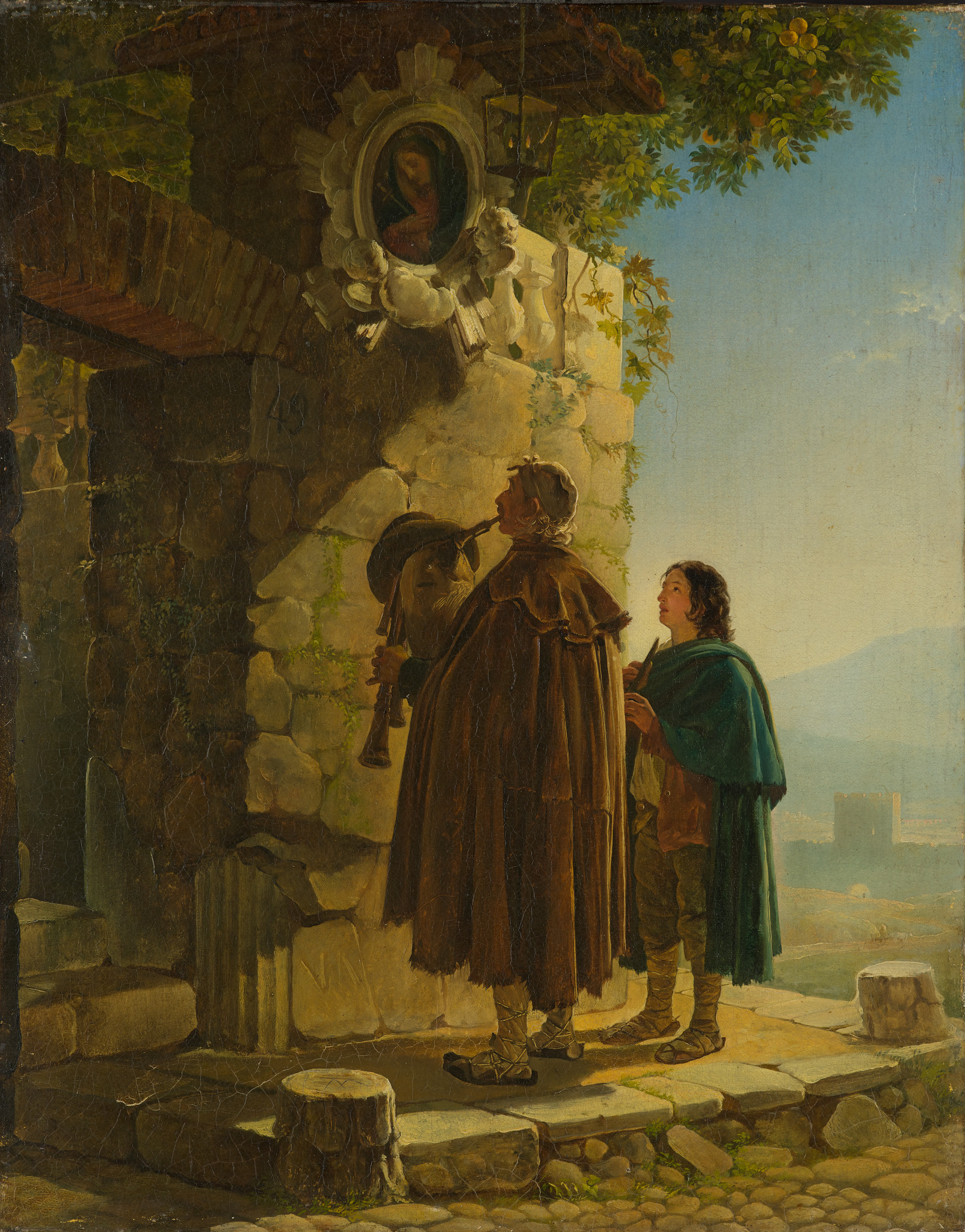 Пифферари перед образом Мадонны, Karl Bryullov, 1825