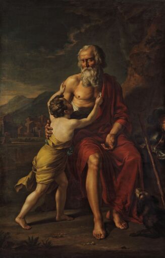 Велизарий, сидящий при дороге в положении просящего милостыню, и с ним мальчик