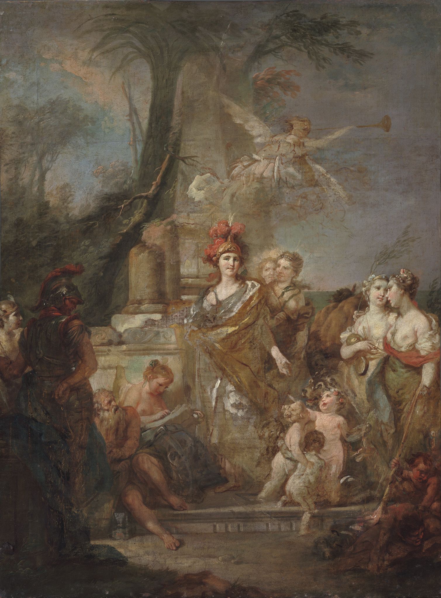 Екатерина II в образе Минервы, окруженная музами, Stefano Torelli, late 1760s