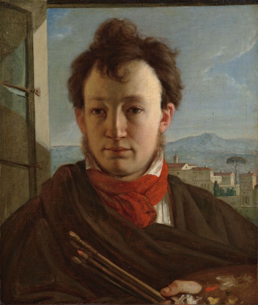 Автопортрет с палитрой и кистями в руке