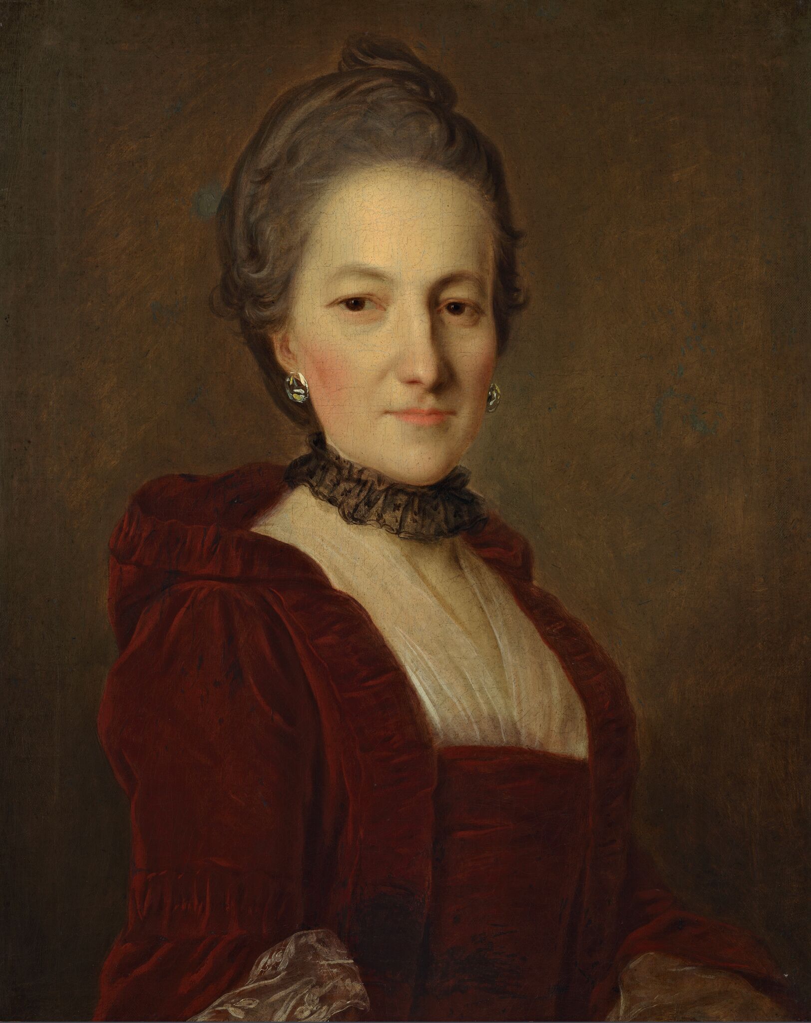 Портрет неизвестной в темно-красном платье, Unknown artist, second half of the 18th century, 1760s–1770s