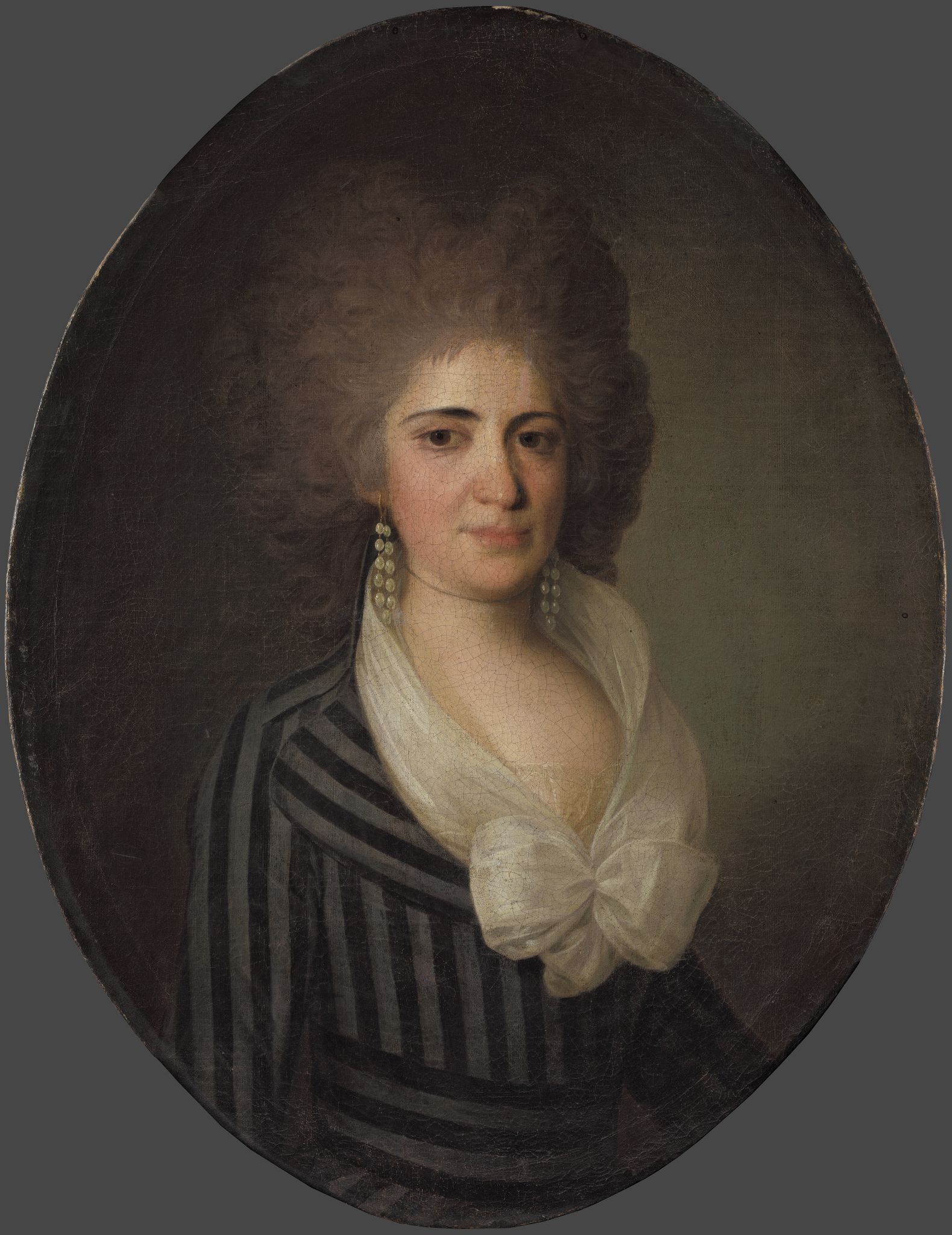 Портрет неизвестной в полосатом платье, Unknown artist, late 18th century, 1790s