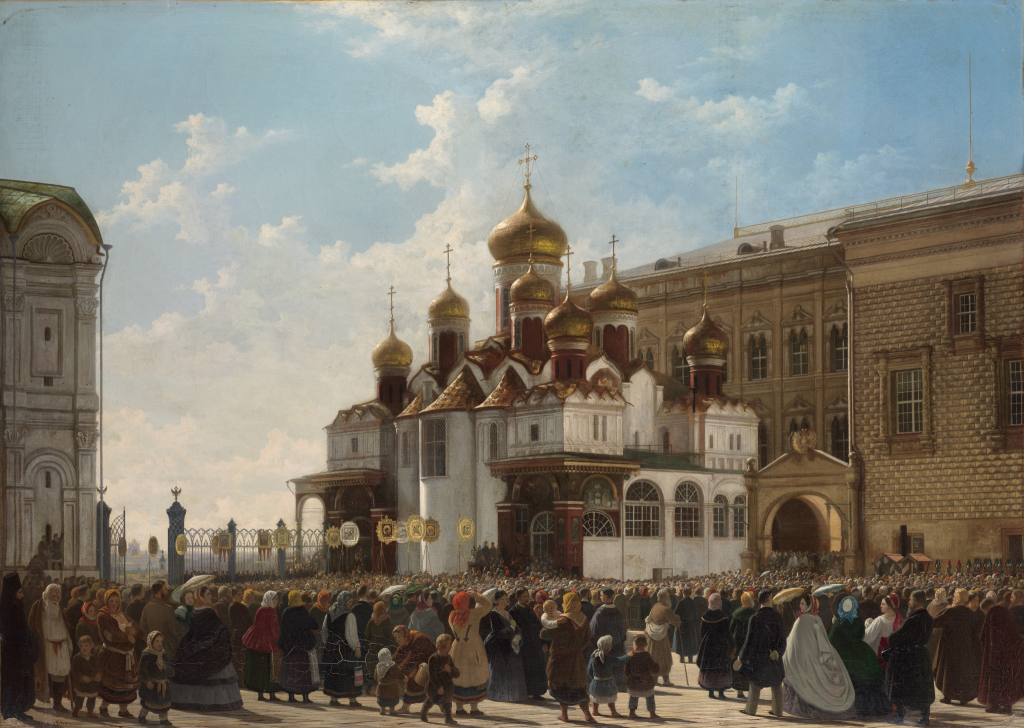 Крестный ход у Благовещенского собора в Московском Кремле