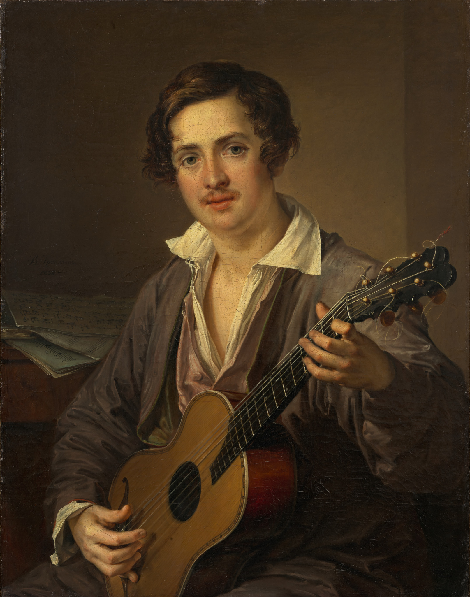 Гитарист, Vasily Andreevich Tropinin, 1832