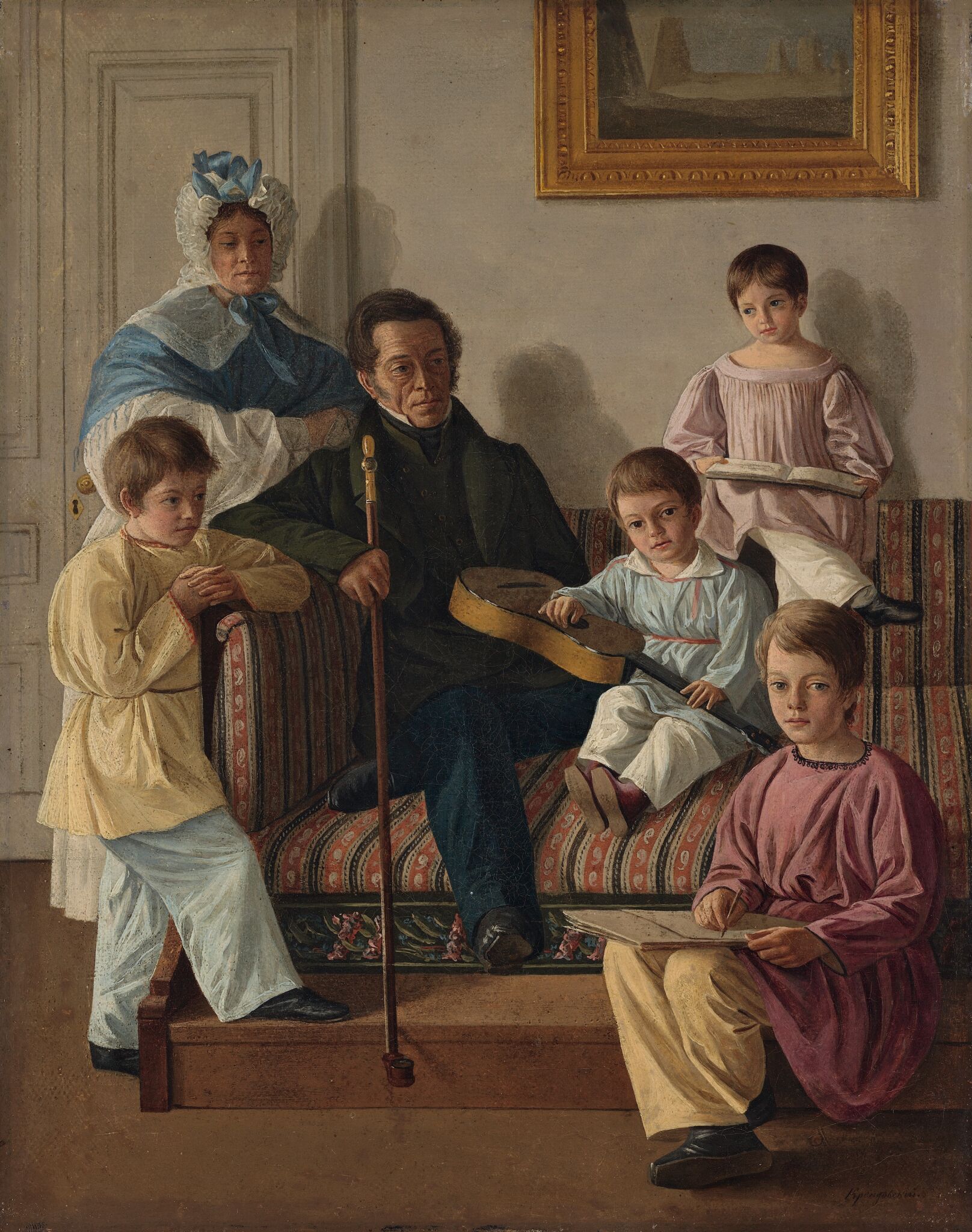 Портрет А.А. Башилова и детей графа де Бальмен, Yevgraf Krendovskiy, early 1830s