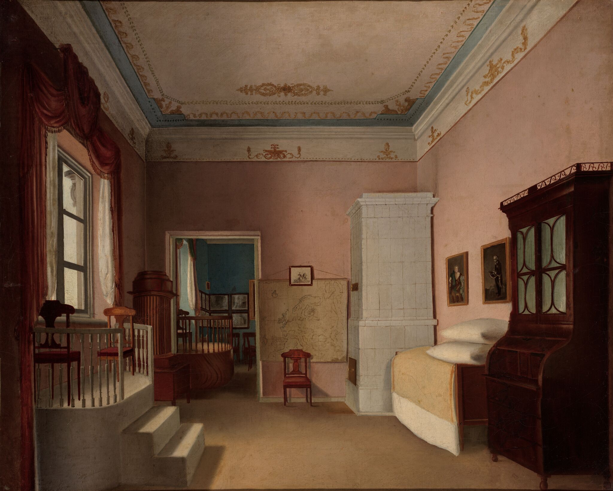 Комната со ступенчатым помостом перед окном, Unknown artist, second quarter of the 19th century, second quarter of the 19th century