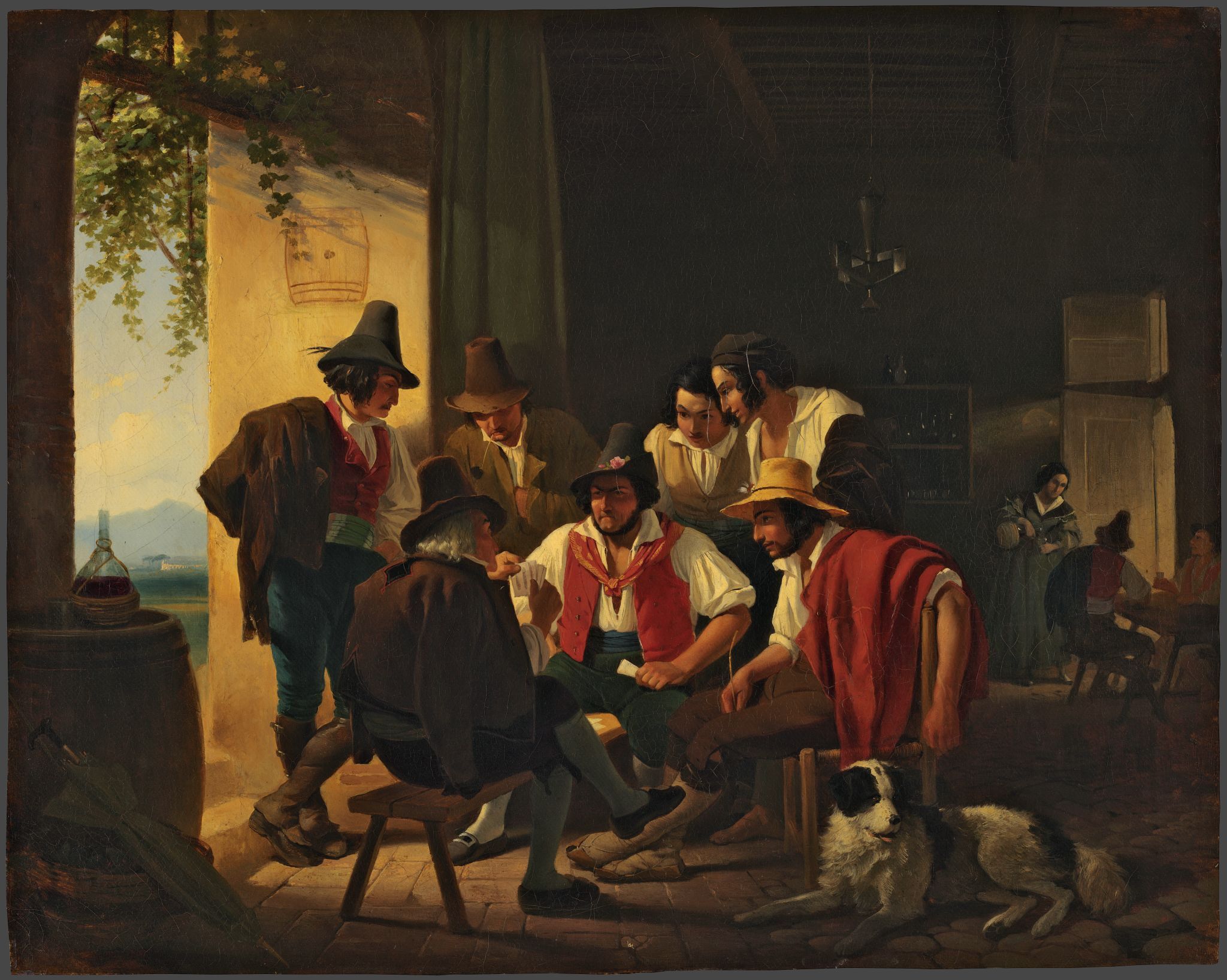 Игра в карты в неаполитанской остерии, Vasiliy Shternberg, first half of the 1840s