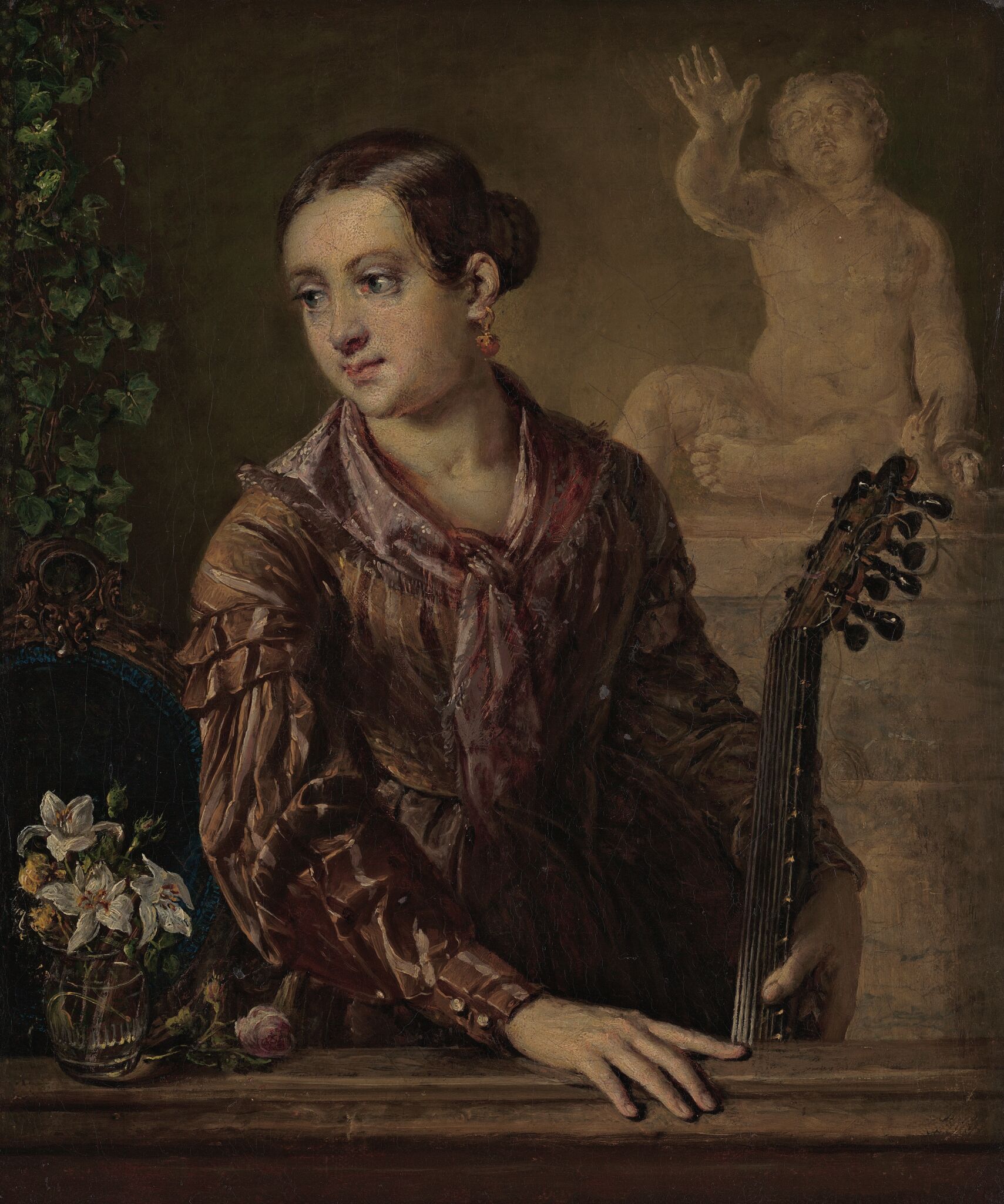 Девушка с гитарой, Vasily Andreevich Tropinin, late 1830s – early 1840s