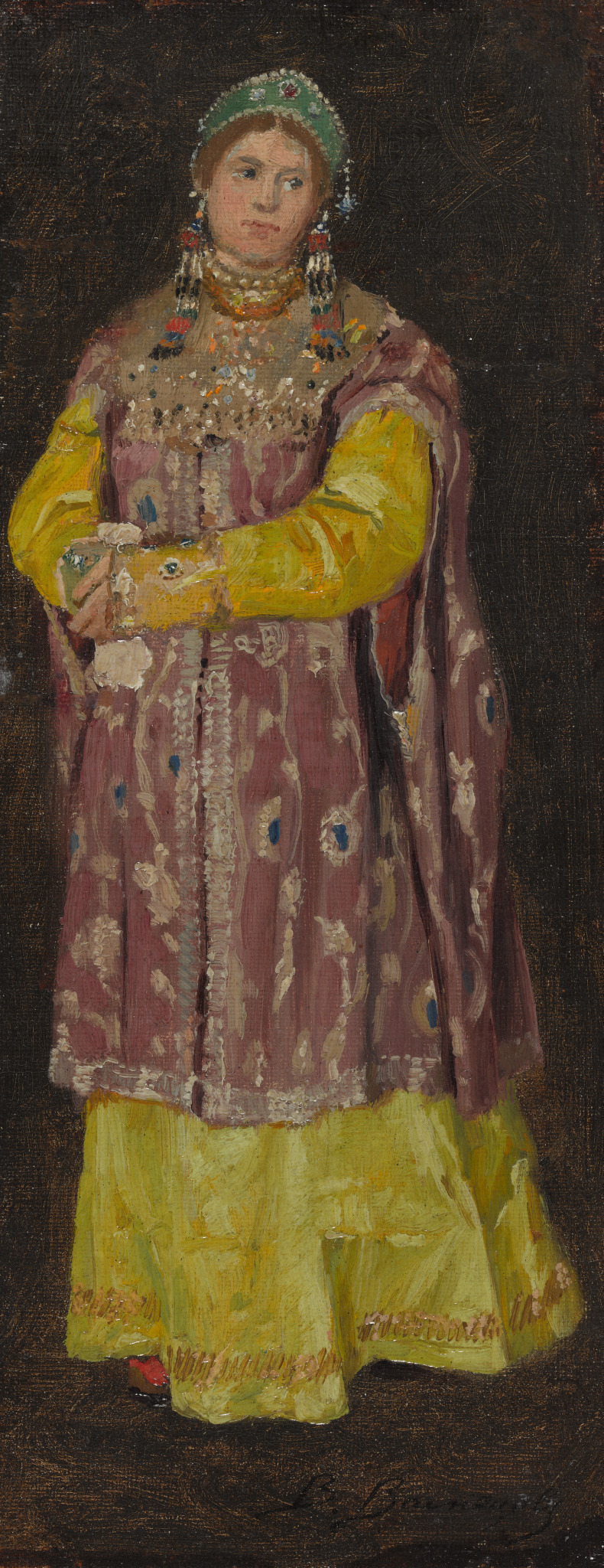 Девушка в старинном русском одеянии, Viktor Vasnetsov, 1880s