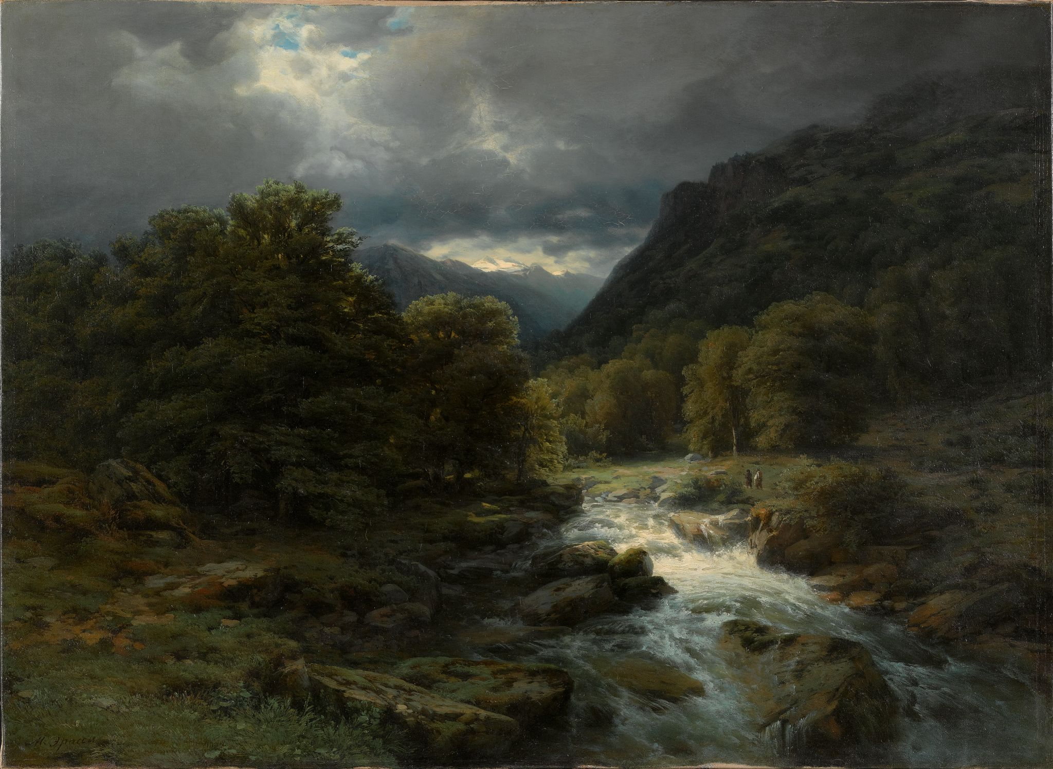 Рейхенбахский водопад у Мейрингена в Швейцарии, Mikhail Erassi, 1860