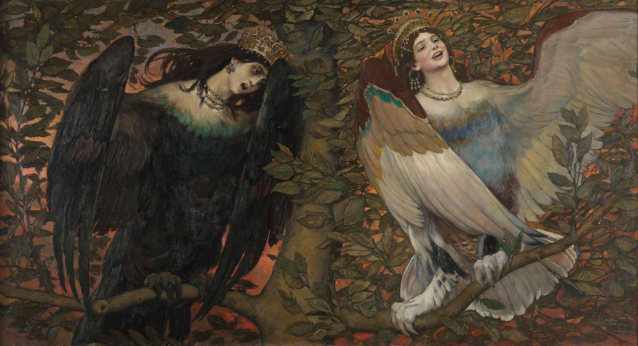 Сирин и Алконост. Песнь радости и печали, Viktor Vasnetsov, 1896