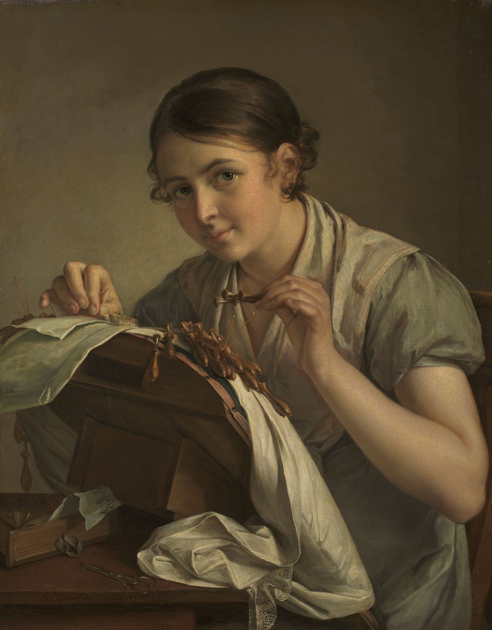 Кружевница, Vasily Andreevich Tropinin, 1823