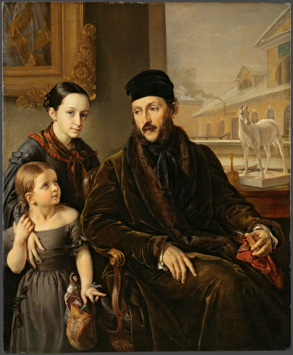 Портрет Д.П. Воейкова с дочерью и англичанкой мисс Сорокк