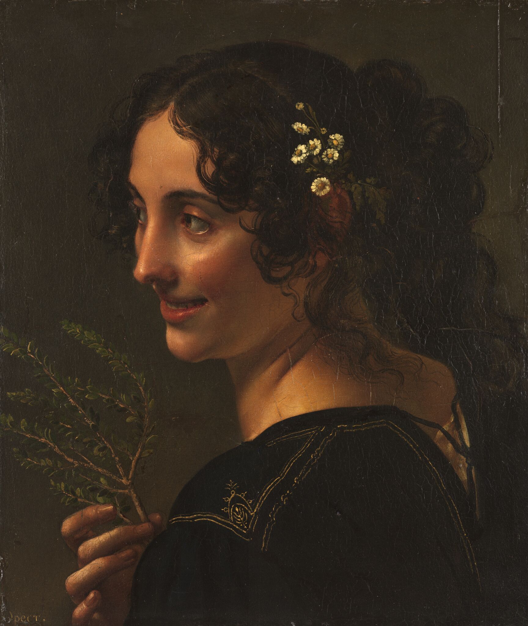 Цыганка с веткой мирта в руке, Orest Kiprensky, 1819