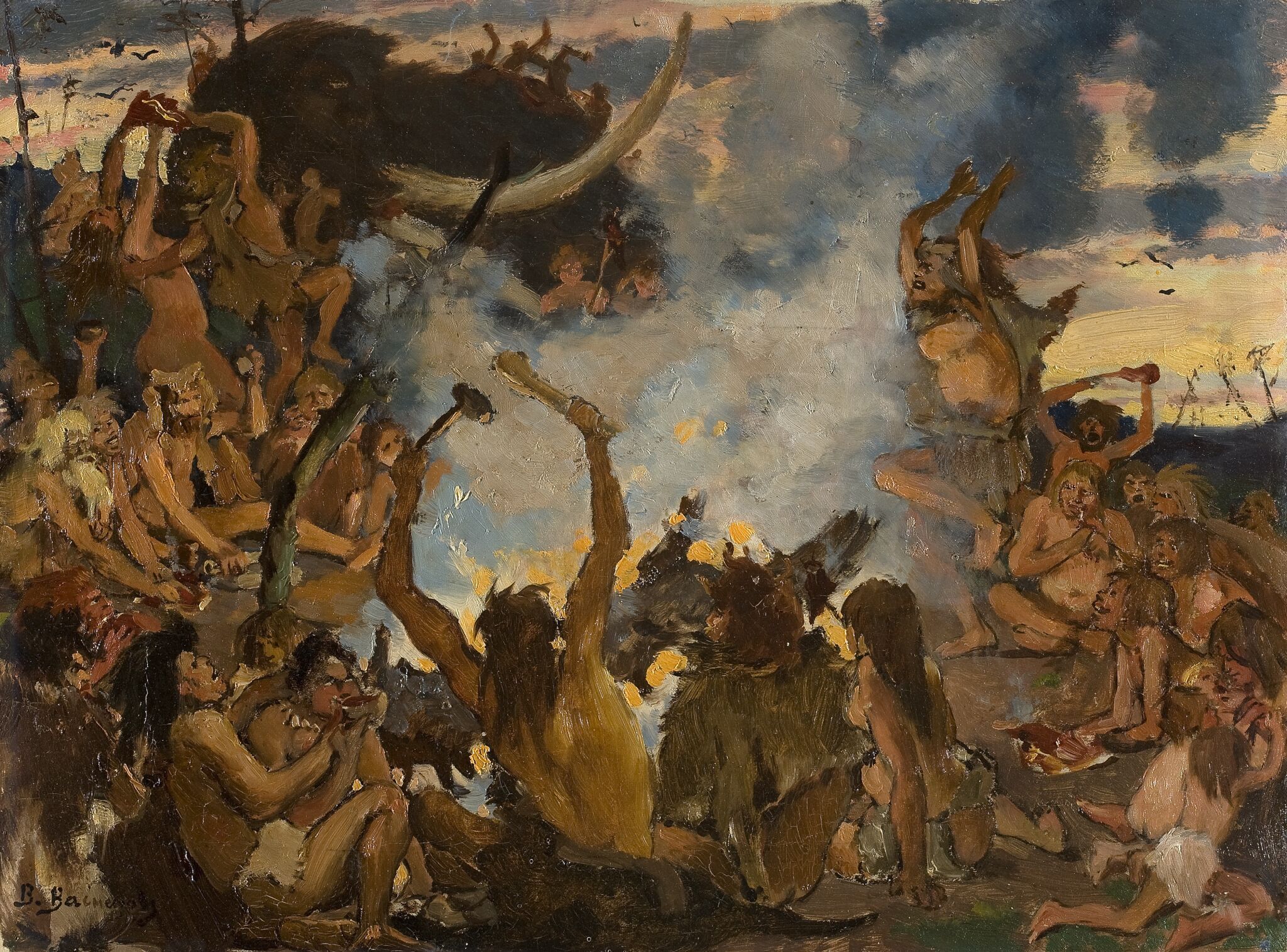 Каменный век. Пиршество, Viktor Vasnetsov, 1883