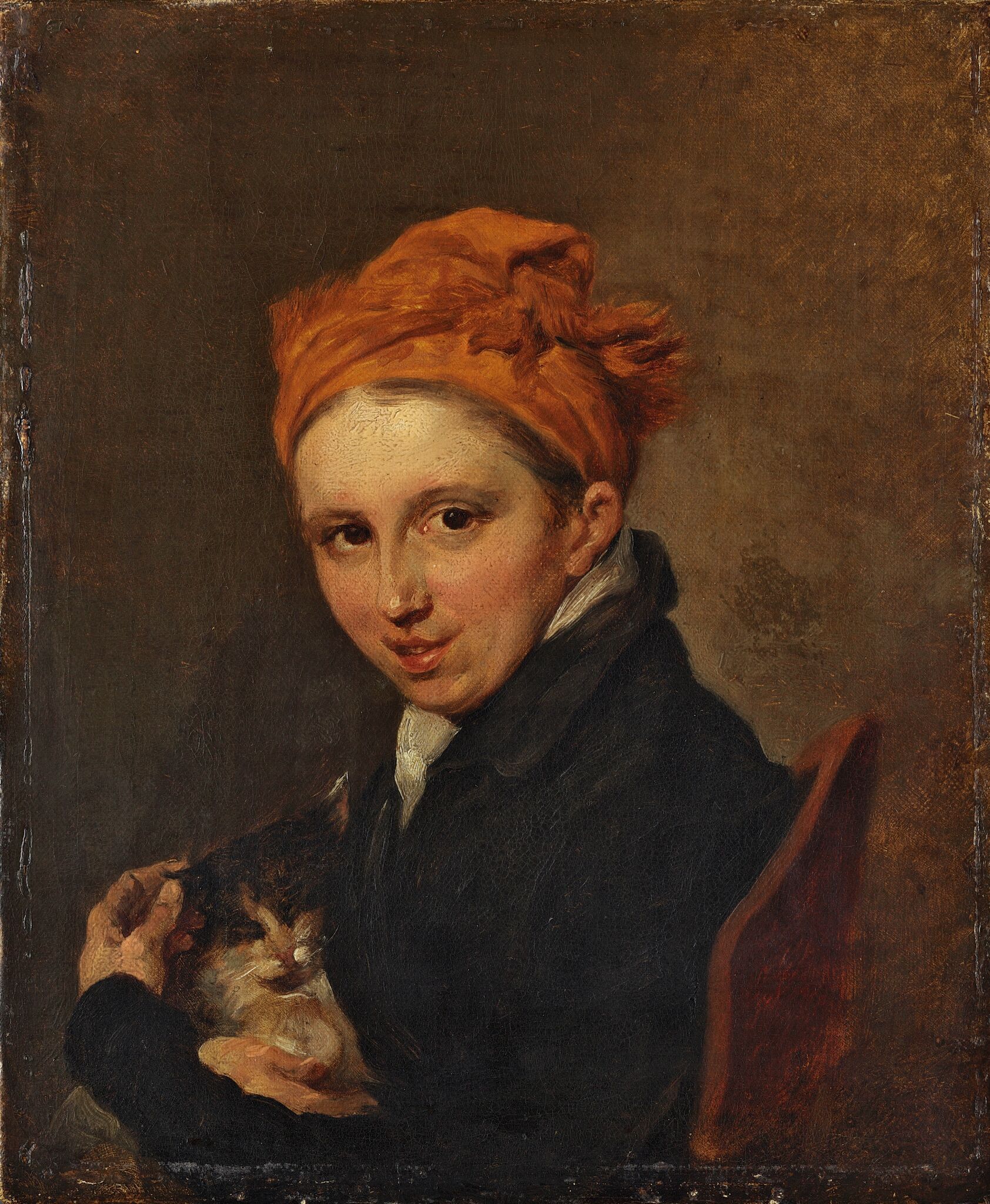 Женщина с котенком, Petr Sokolov, 1820