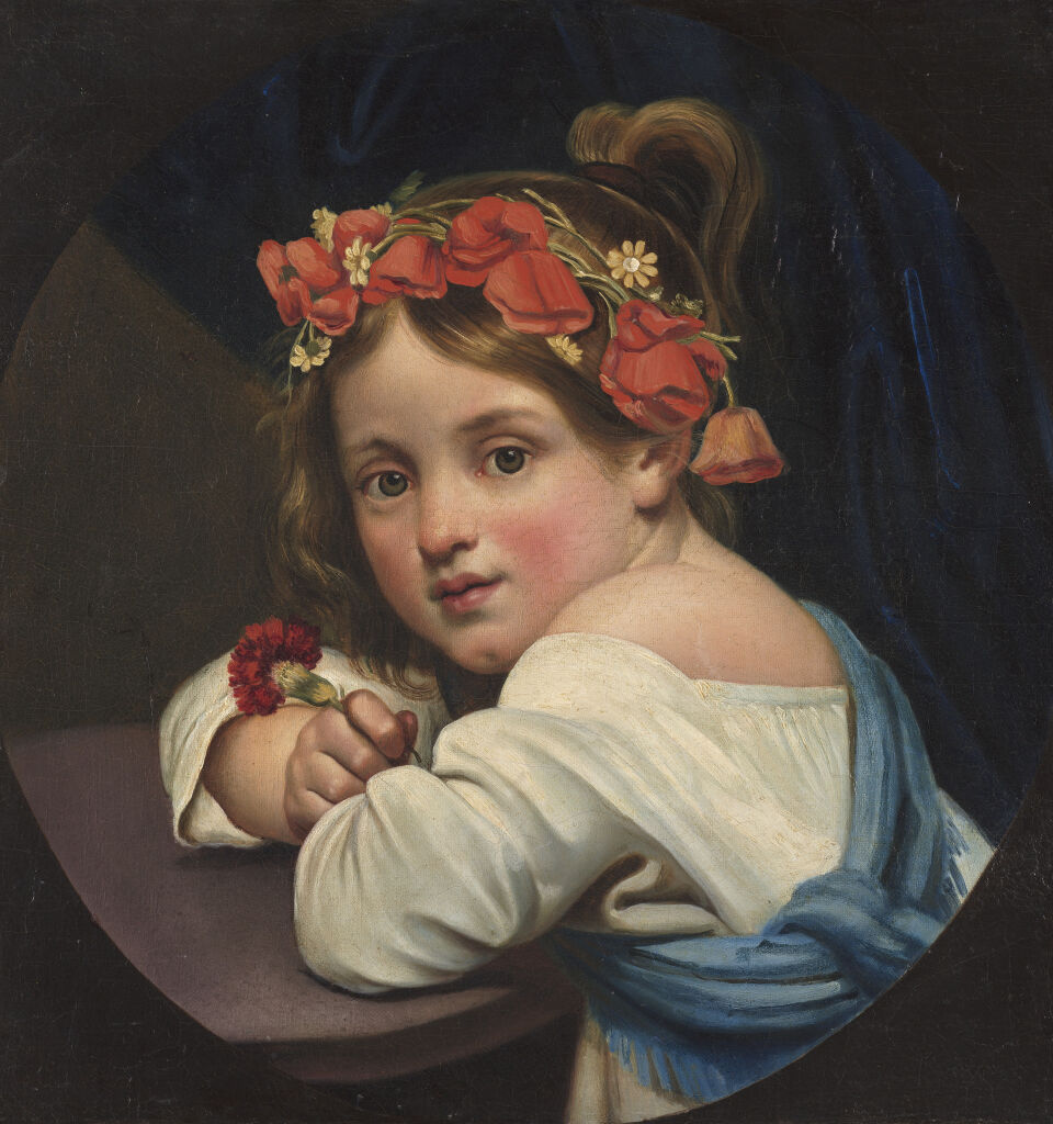 Девочка в маковом венке, с гвоздикой в руке (Мариучча)